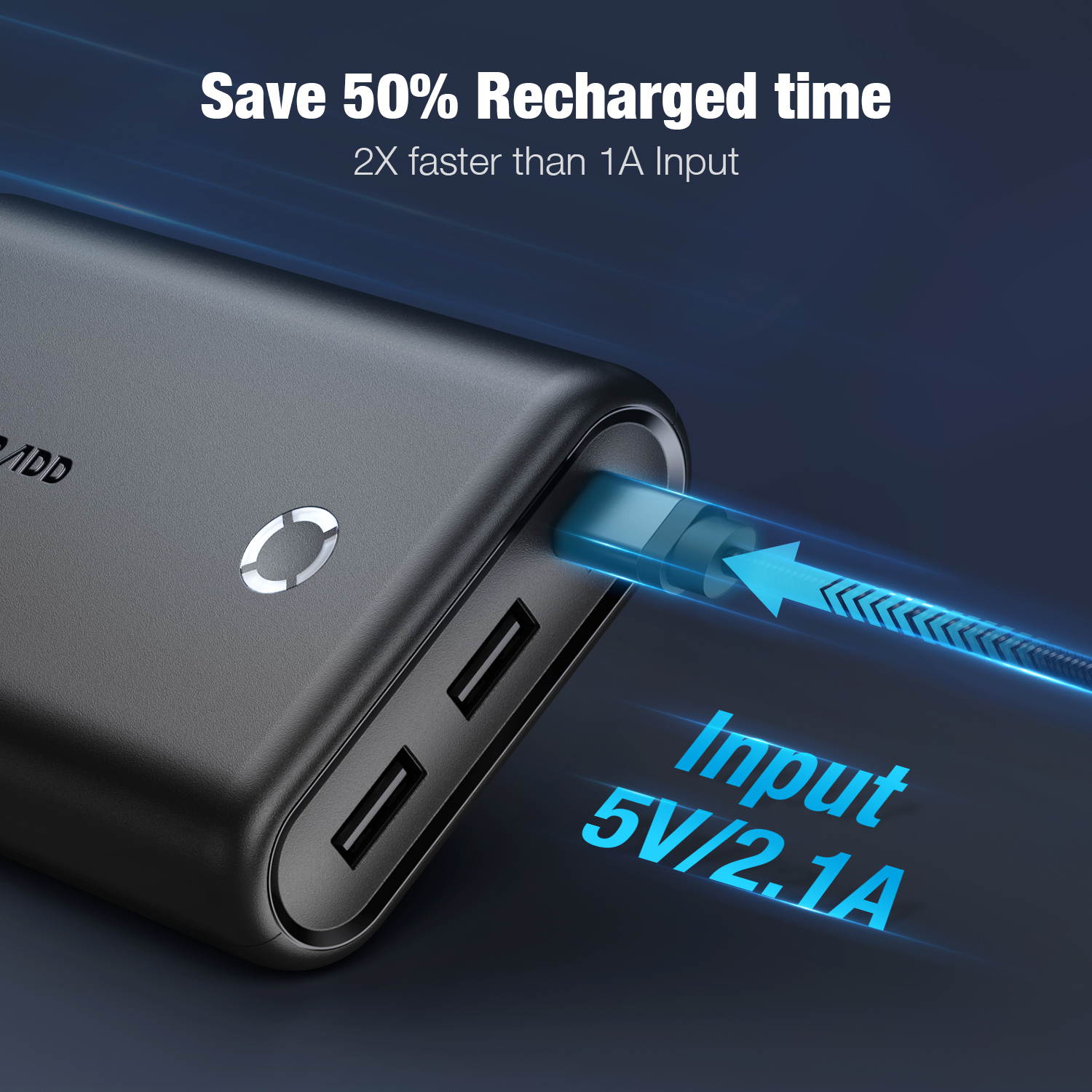 POWERADD Portable Charger EnergyCell 15000mAh Power Bank Dual 5V/2.4A Output External Battery Fast Charging Portable Charger for iPhone Samsung Cellphone, Black