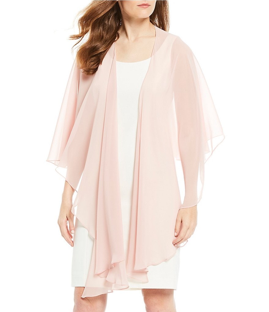 Cejon Metallic Crocheted Fringe Metallic Evening Wrap