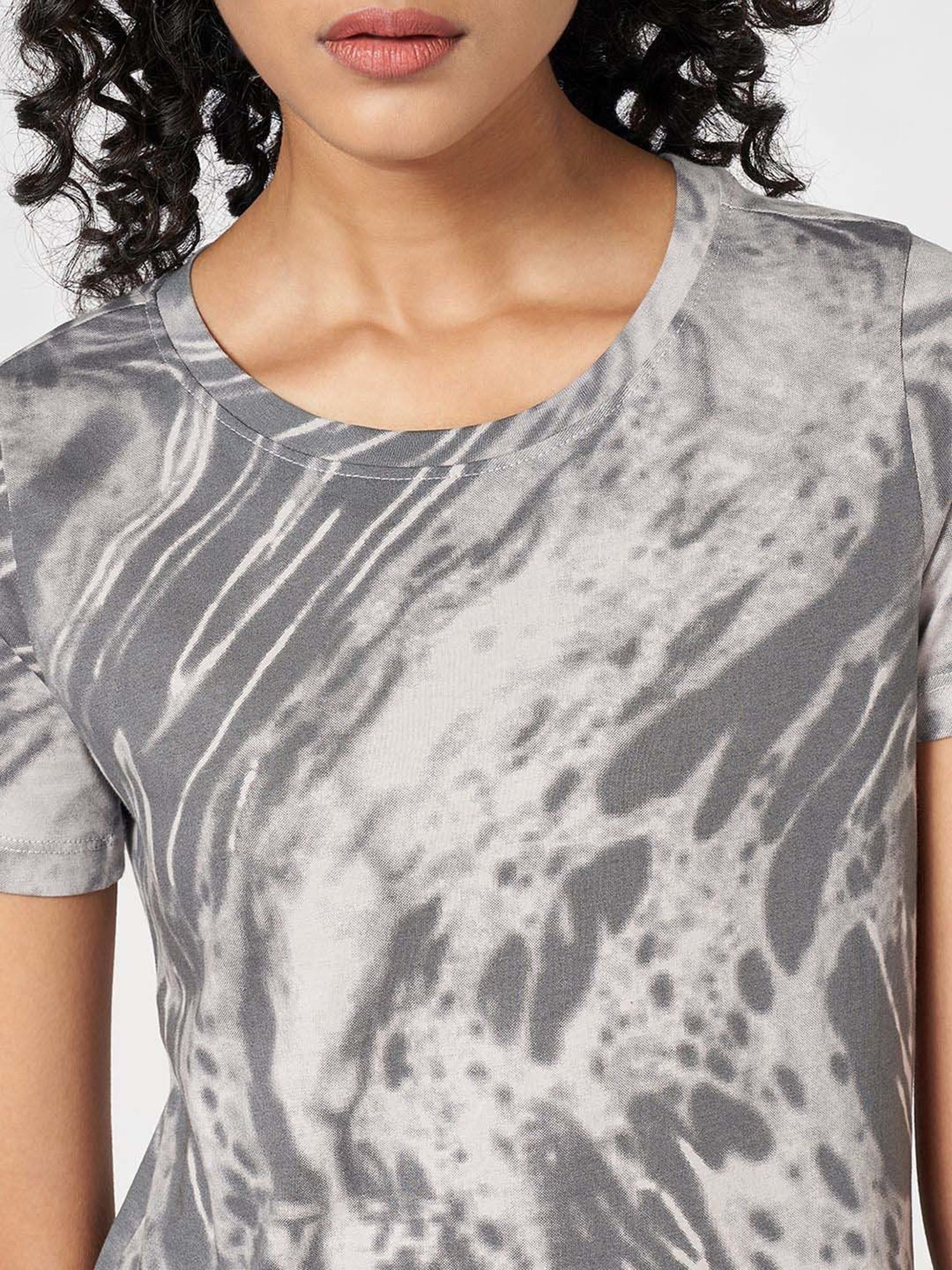 Ajile by Pantaloons Grey Cotton Printed T-Shirt