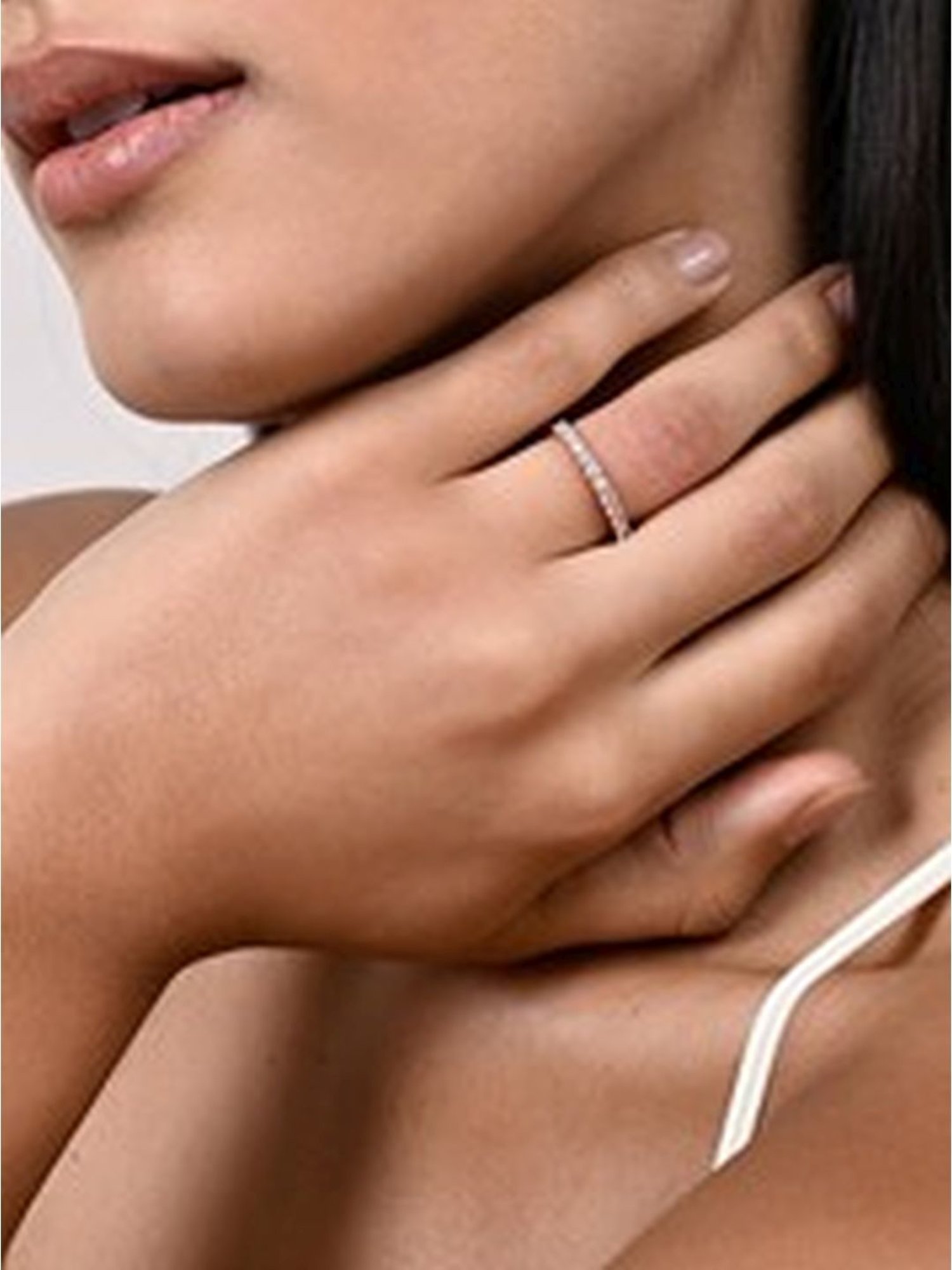 March by FableStreet 92.5 Sterling Silver Rose Gold Half Eternity Ring for Women