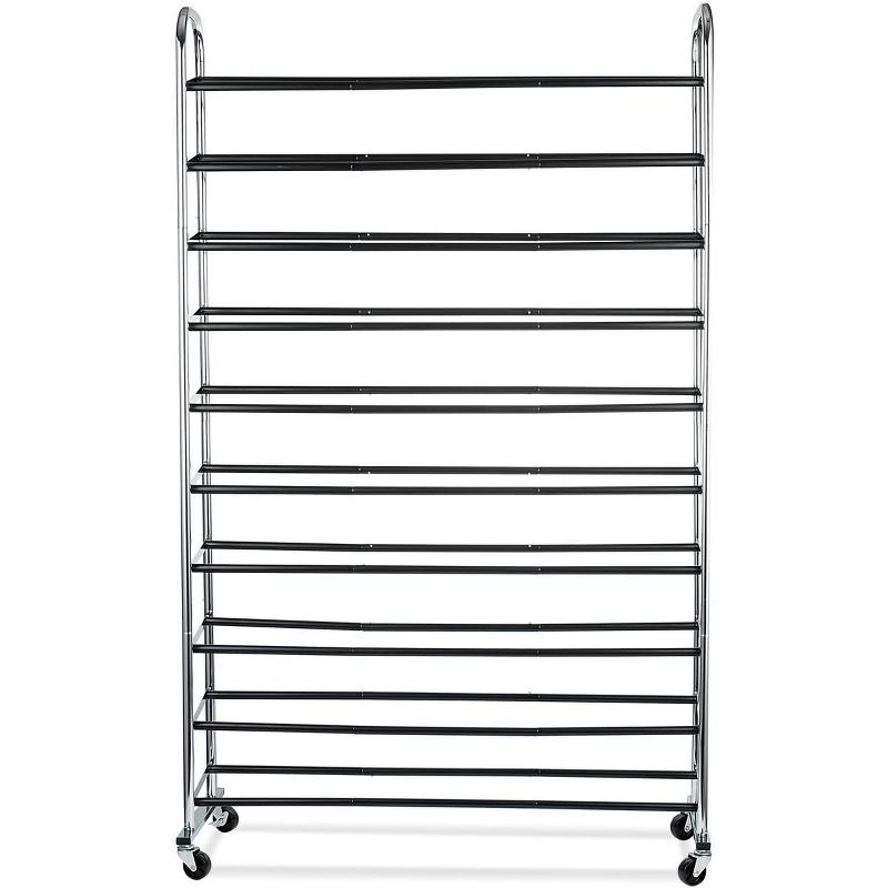Homeitusa 10-Shelf Shoe Rack Fits 50 Pair - Chrome/Black