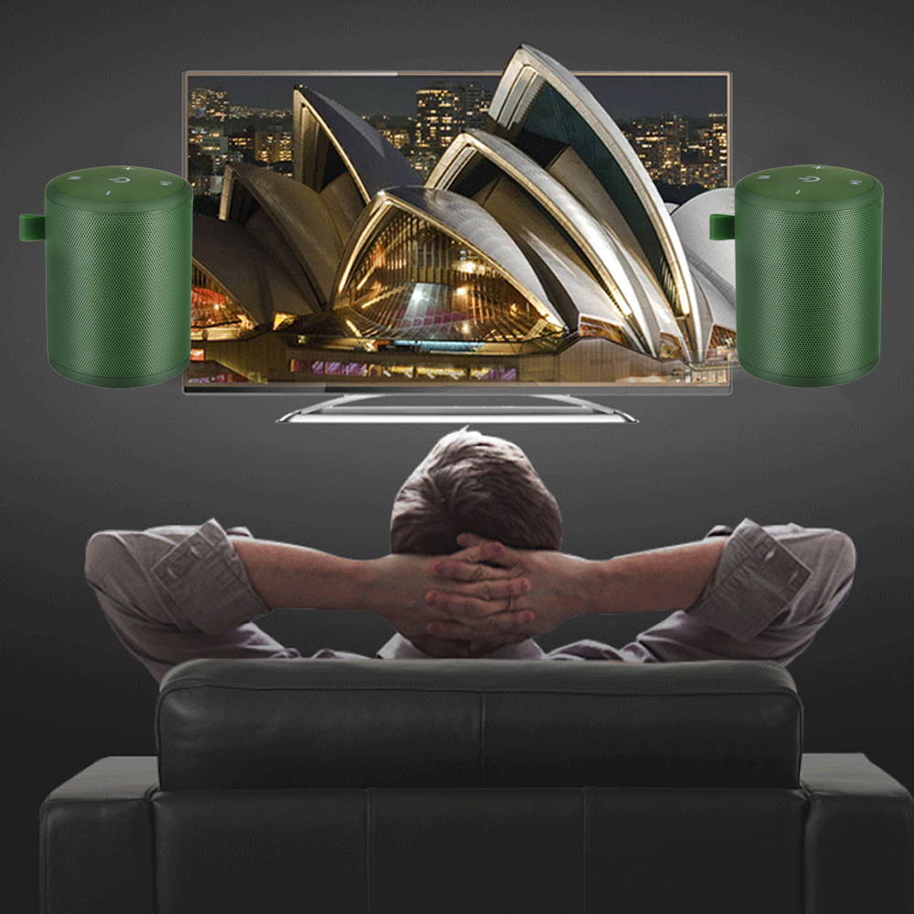 Mini Outdoor Waterproof BT Speaker Portable Stereo Wireless Speakers With Mic TF Card Series Connection Black