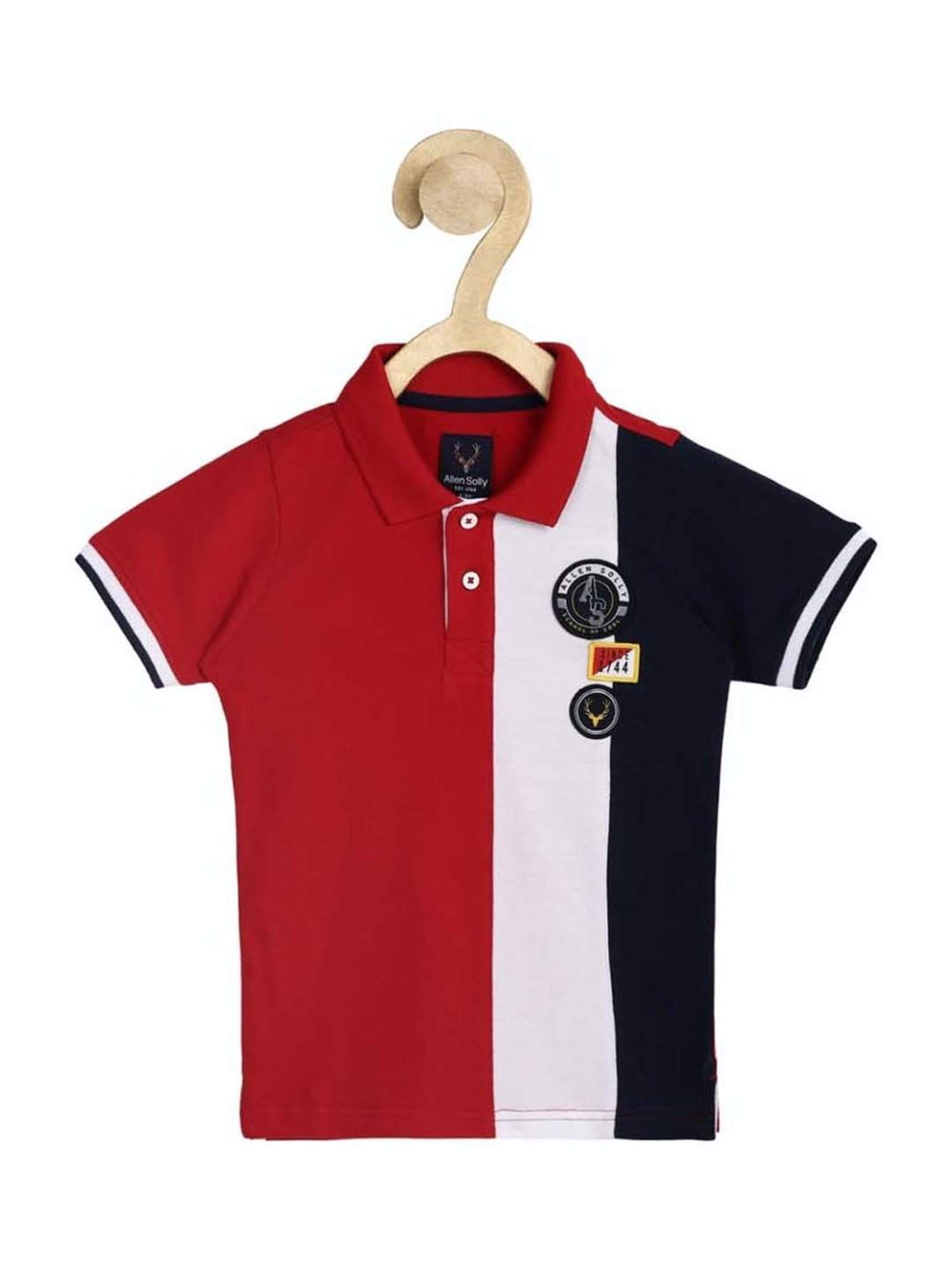 Allen Solly Kids Red & White Color Block Polo T-Shirt