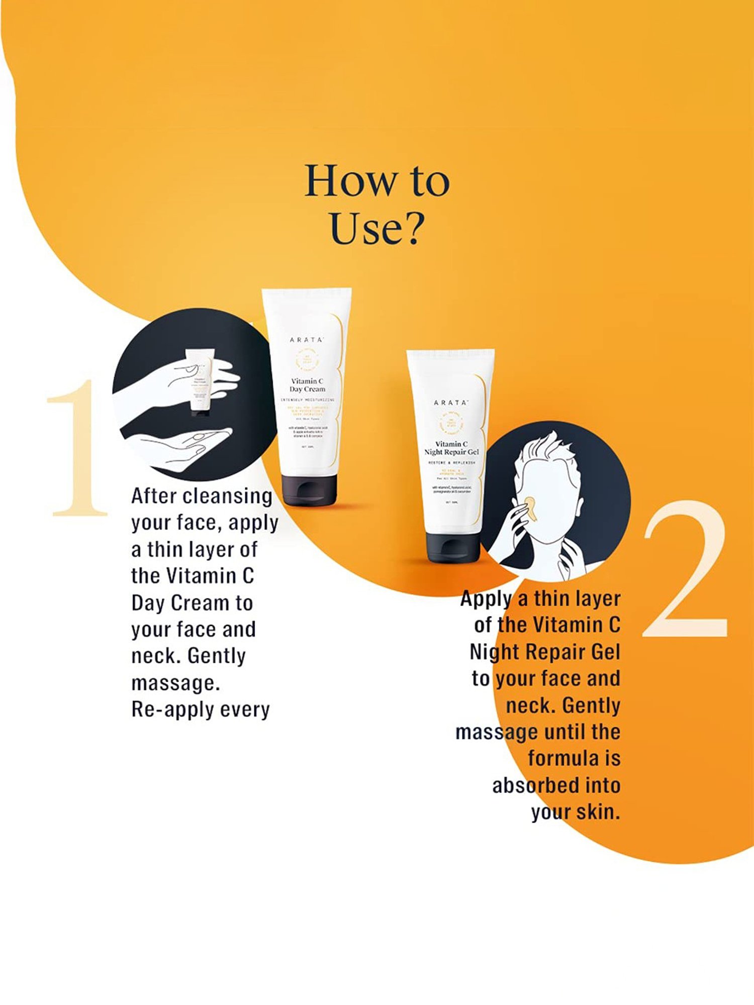 Arata Vitamin C Day Cream & Night Repair Gel Combo