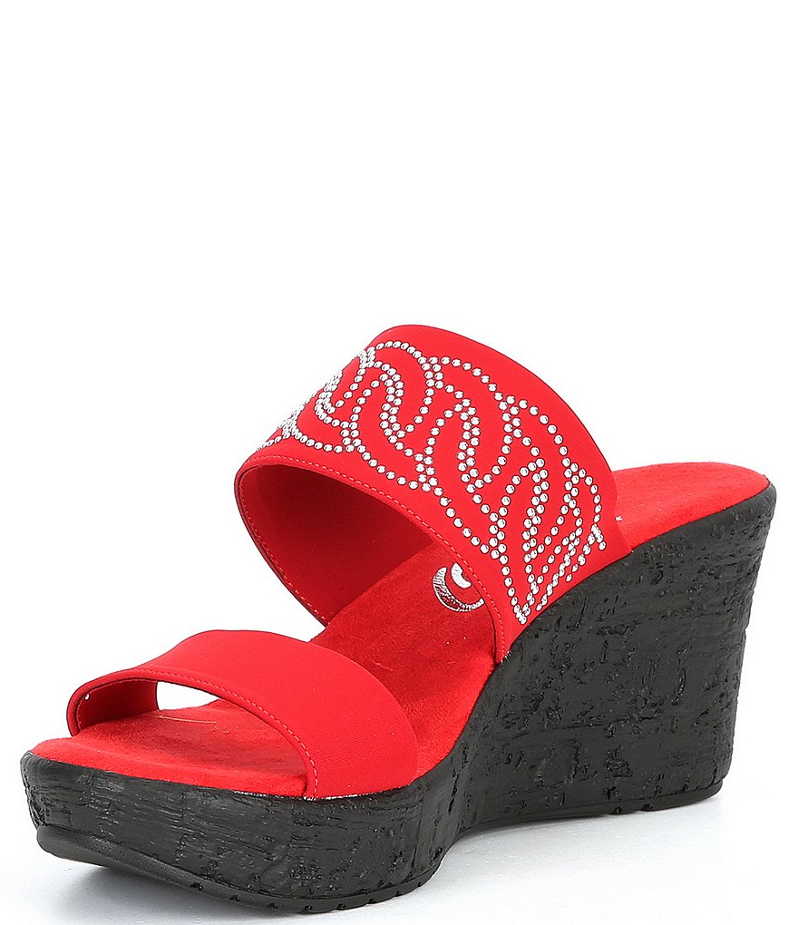 Onex Bernice Embellished Leather Slide-On Wedges