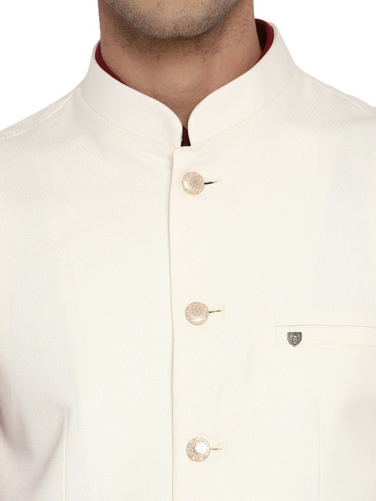 Turtle White Slim Fit Nehru Jacket
