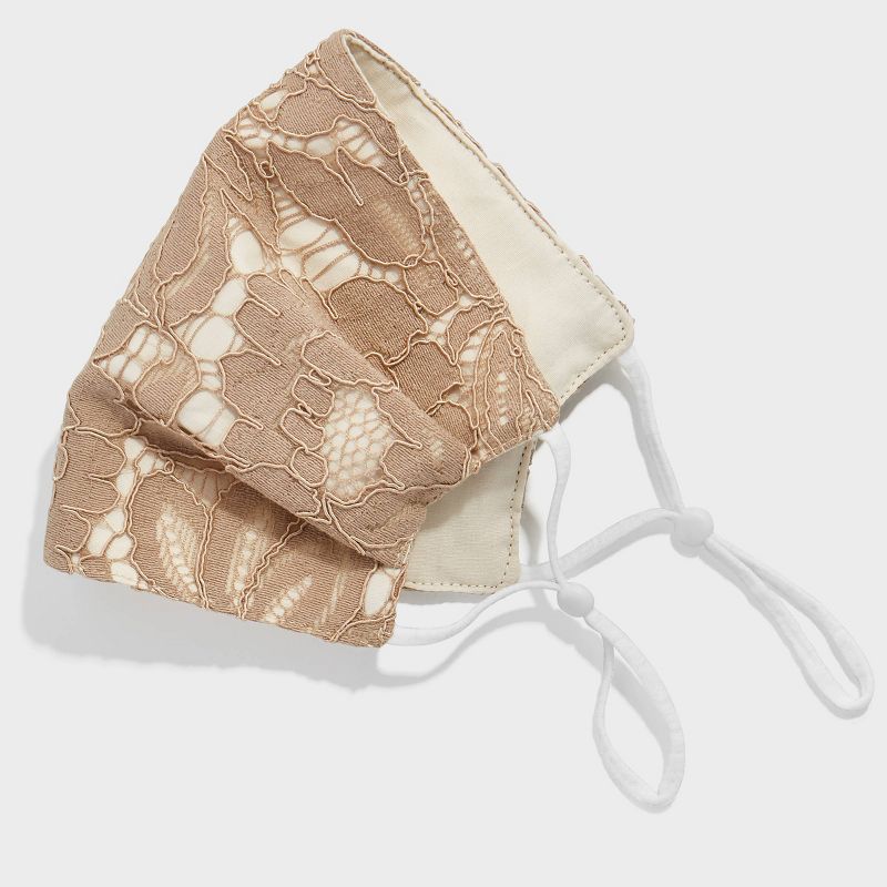 SUGARFIX by BaubleBar Women's 3pk Adjustable Lacy Fabric Face Mask