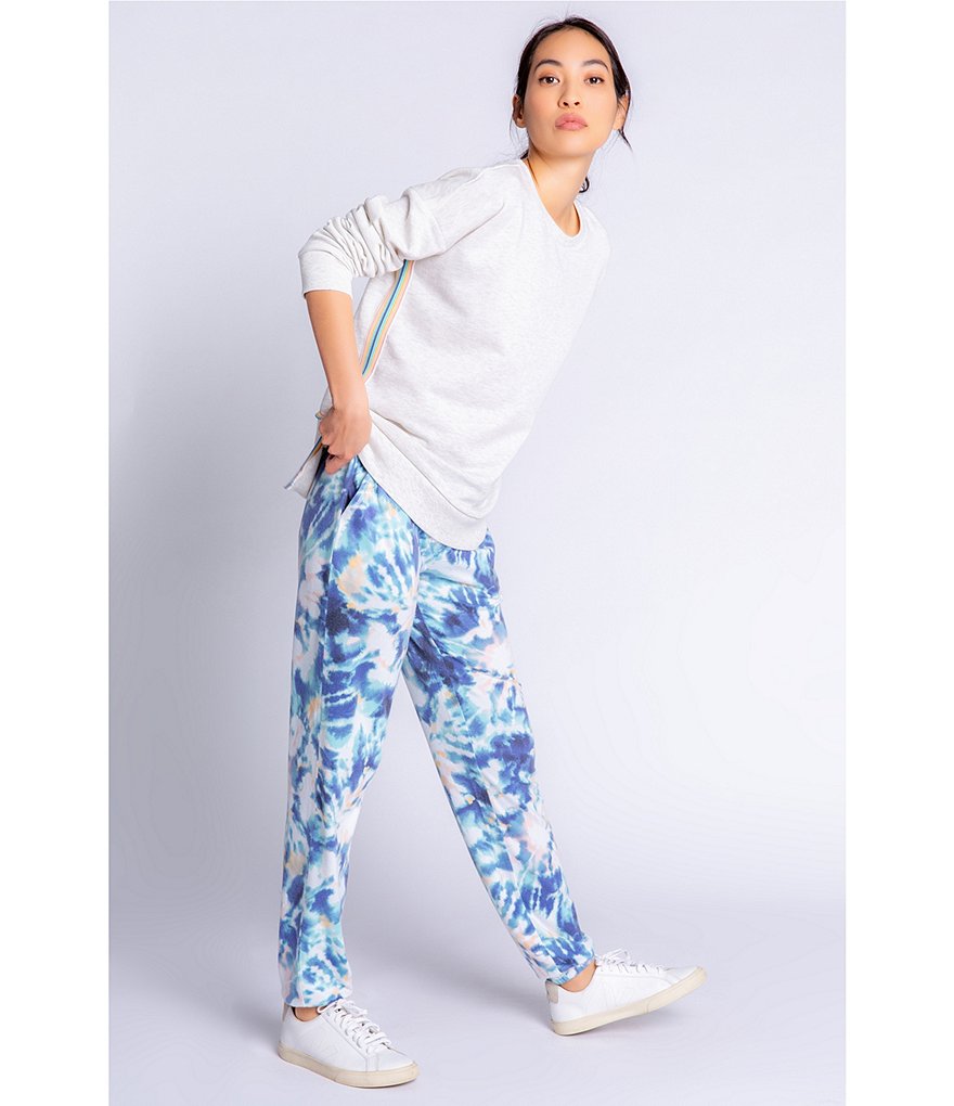 PJ Salvage Spiral Nights Tie-Dye Print Jersey Knit Jogger Coordinating Sleep Pants