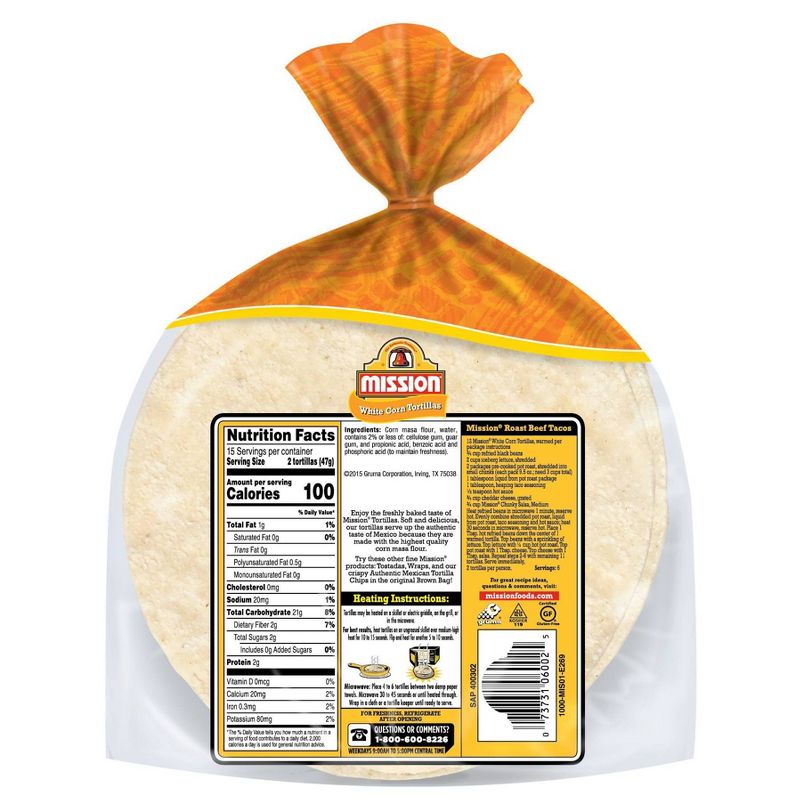Mission gluten Free White Corn Tortillas - 25oz/30ct