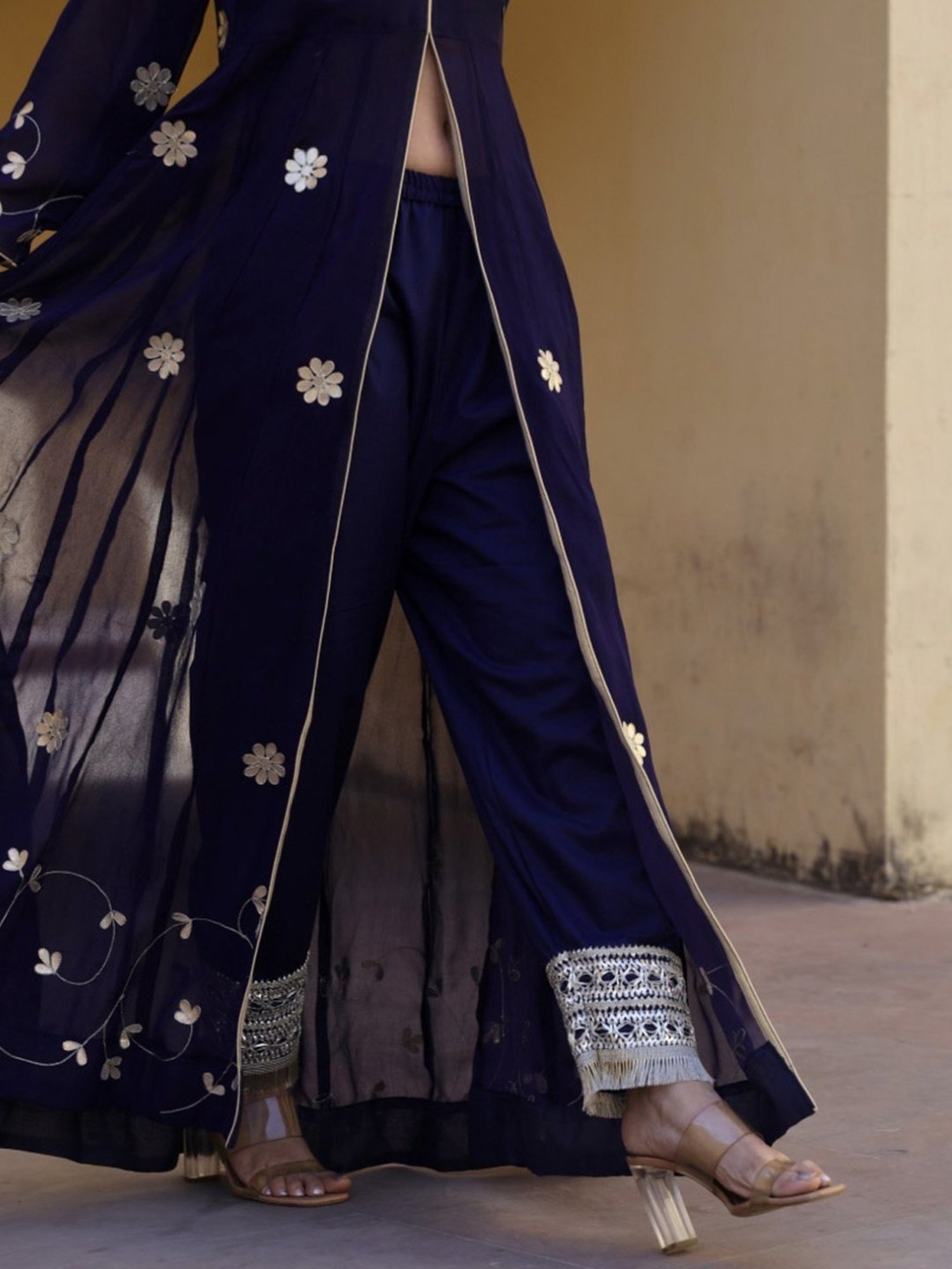 Asrumo Blue Georgette Gotta Patti Work Anarkali Set