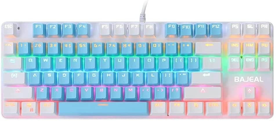 CHANCY Fashion Pink 87-Key Blue Keyboards Two-Color Mechanical Gaming Keyboard(4)