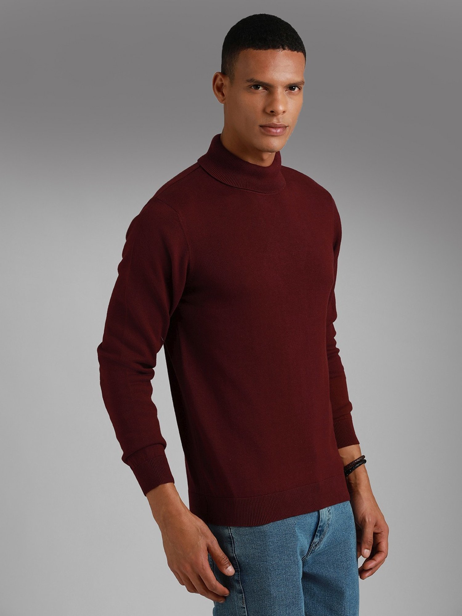 High Star Maroon Cotton Regular Fit Sweater