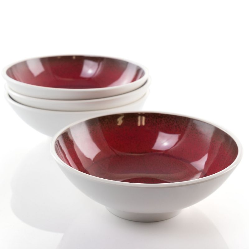 Studio California Cobalt Bay 4 Piece 7.5 Inch Melamine Bowl Set in Red