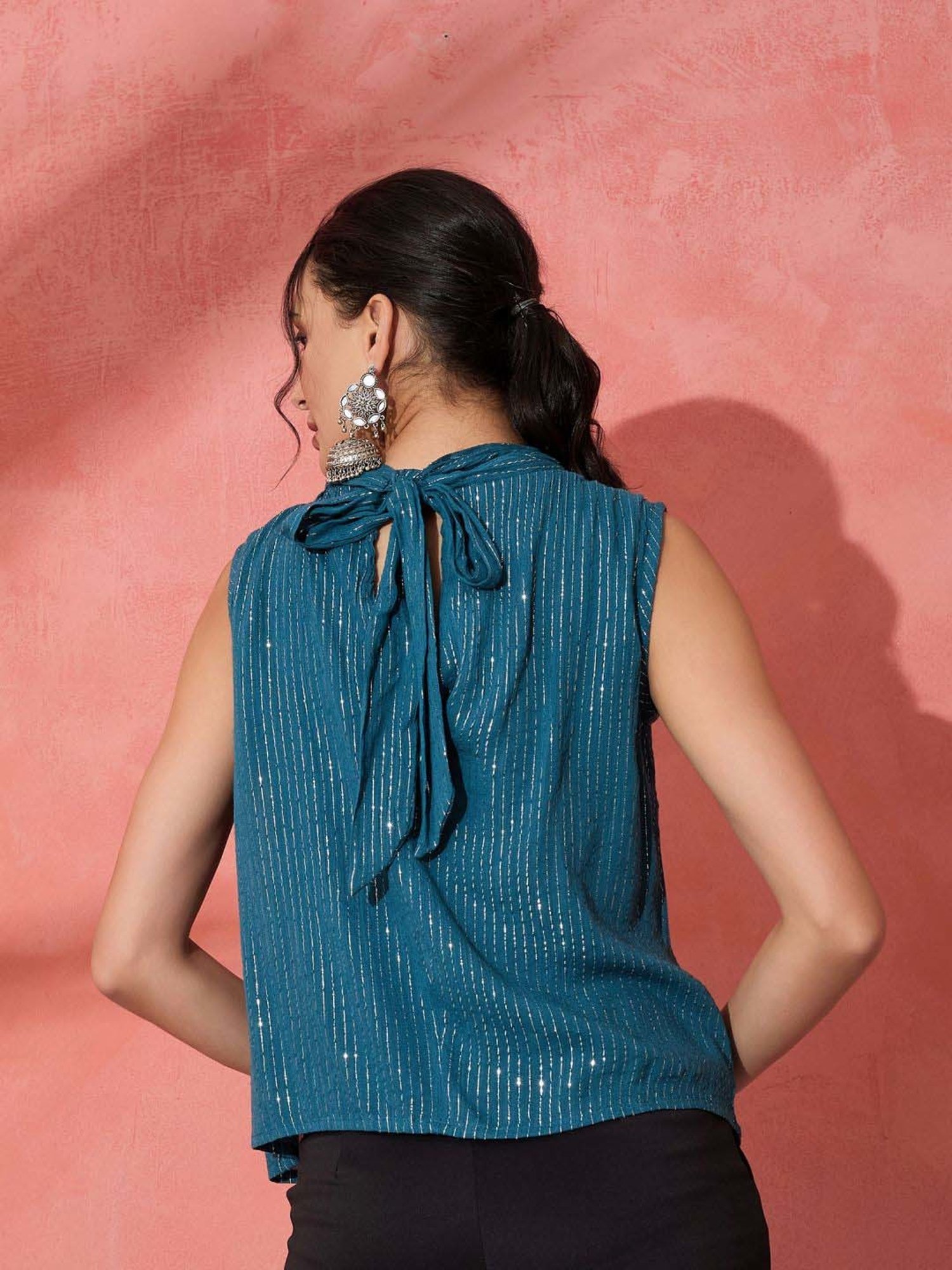 Inweave Teal Blue Embellished Top