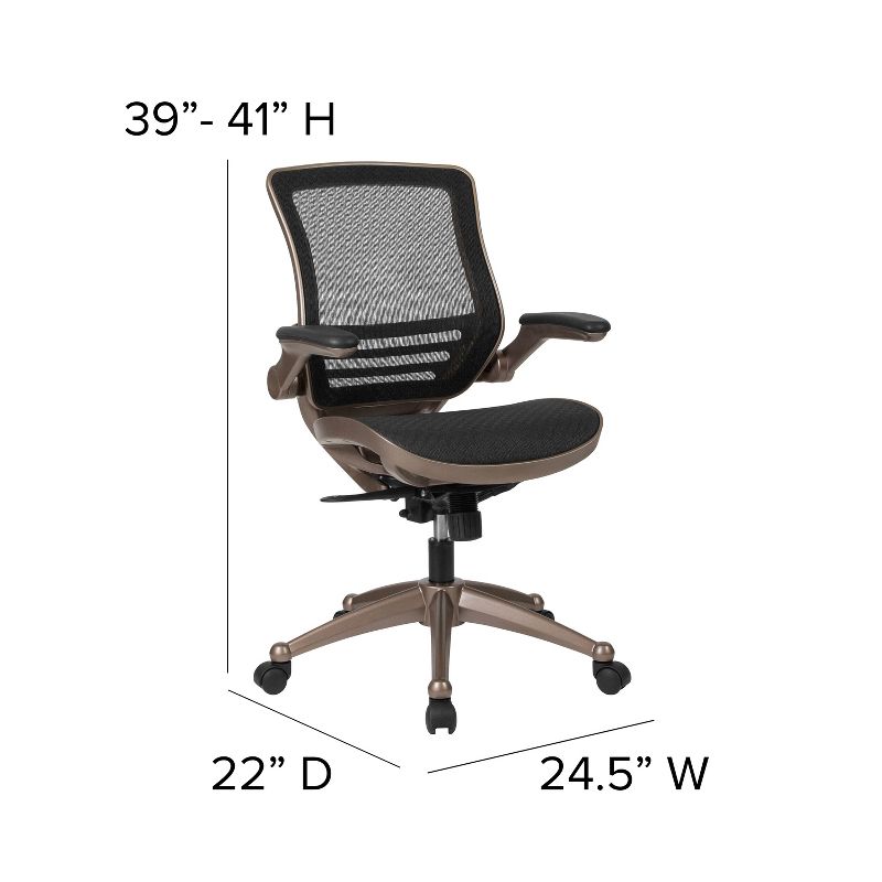 Mesh Sled Base Side Reception Chair with Flip Up Arms Black - Riverstone Furniture