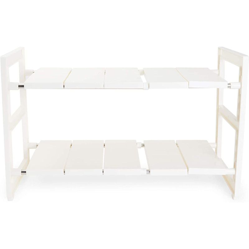 Juvale 2 Tier Under Sink Organizer, Kitchen Cabinet Storage (White, 24.7 x 10.8 x 15.5 In)