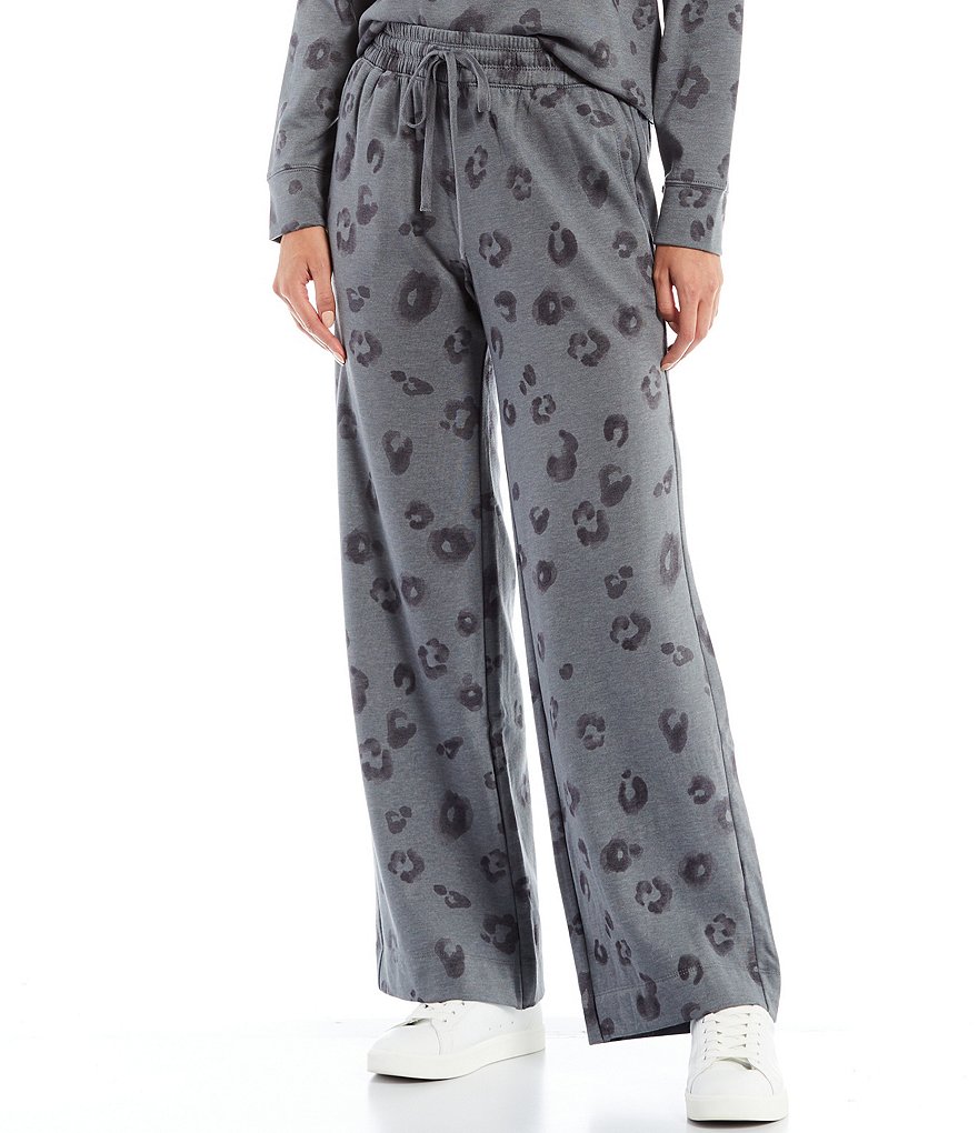 Splendid Animal Print Eco Wide Leg Knit Drawstring Coordinating Pants