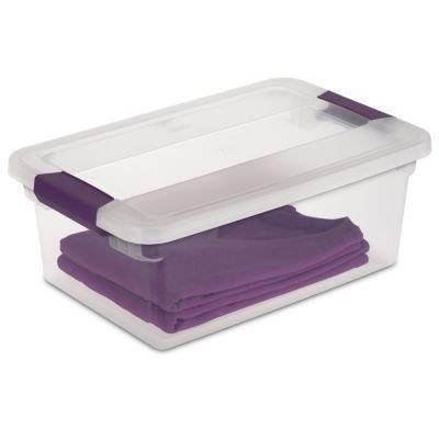 Sterilite 15 Quart ClearView Latch Storage Container With Sweet Plum Handles 17
