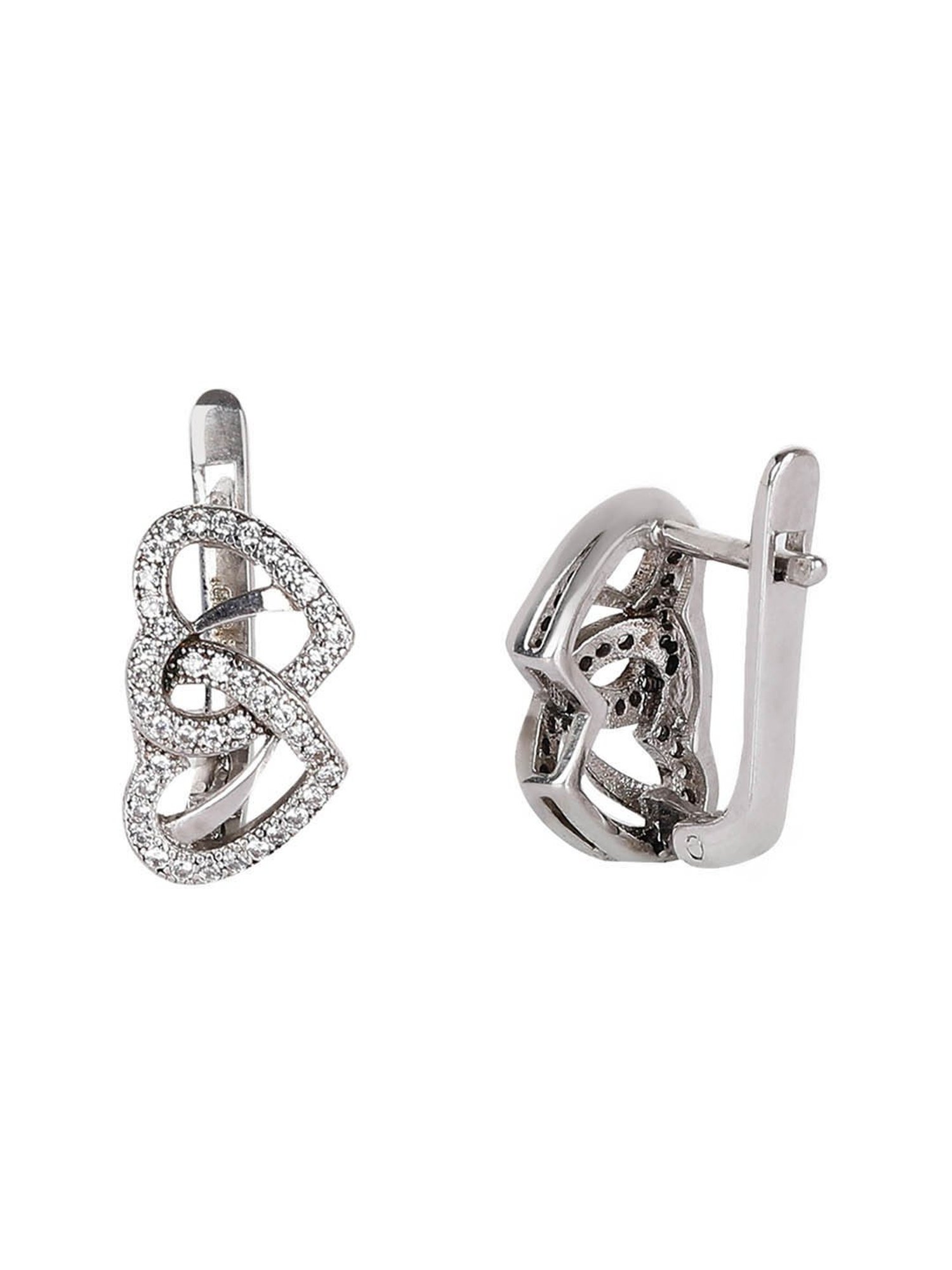 The Real Effect London 800 Silver Heart Earrings for Women