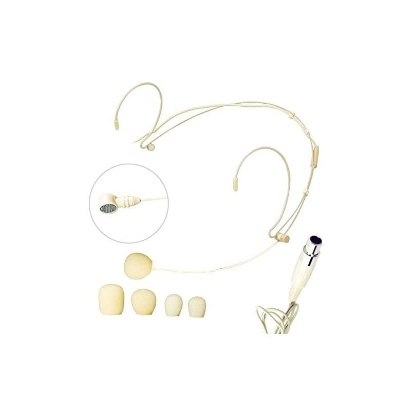 HM20U Headworn UniDirectional Microphone Lightweight HandsFree Microphone use for Singers Aerobics Instructors Teachers etc MiniXLR Connection Beige Color