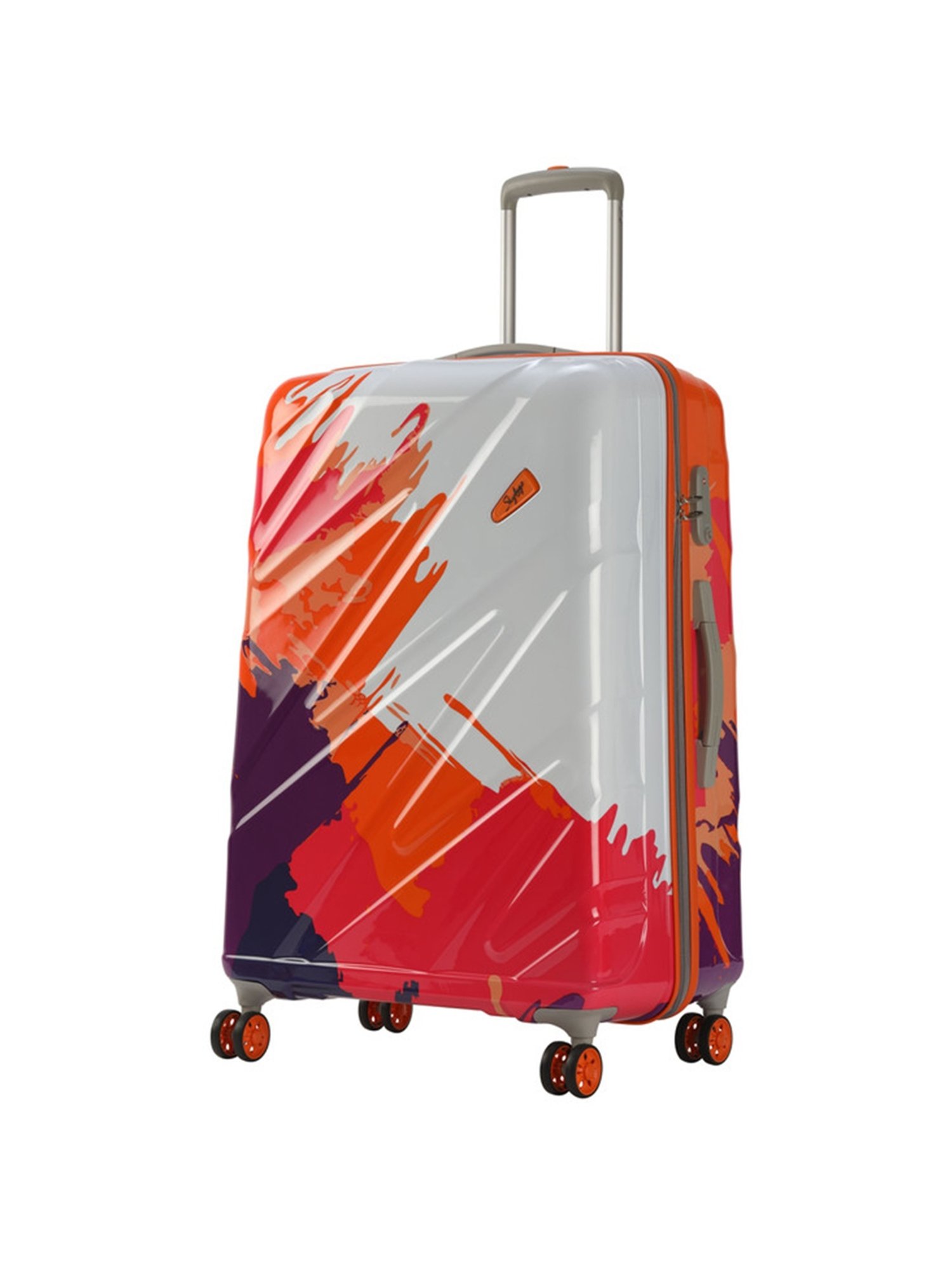 Skybags Orange & White 8 Wheels Large Hard Cabin Trolley 55 cm