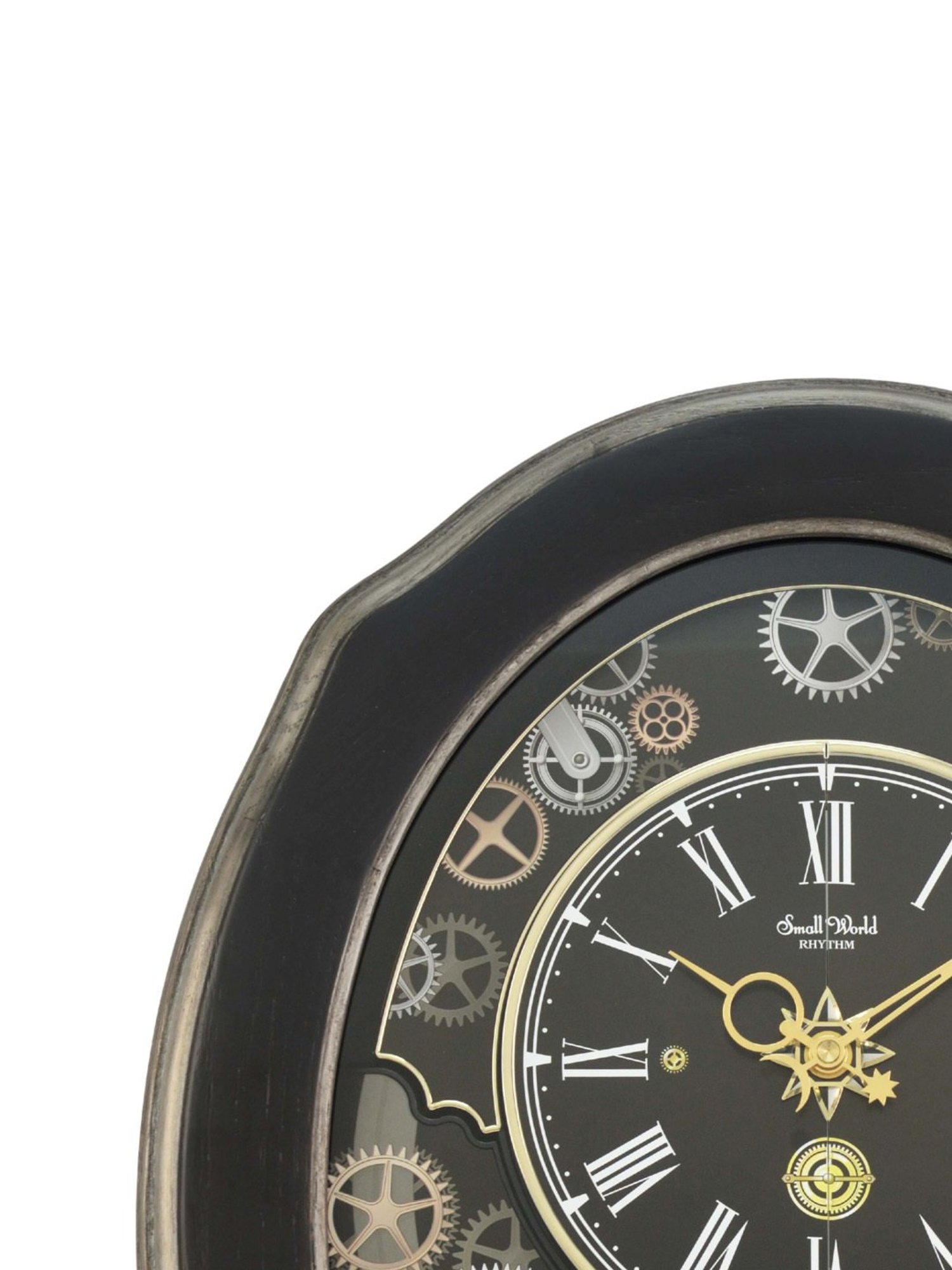 RHYTHM Black Plastic Elegant Oval Shaped Melodies In Motion Wall Clock