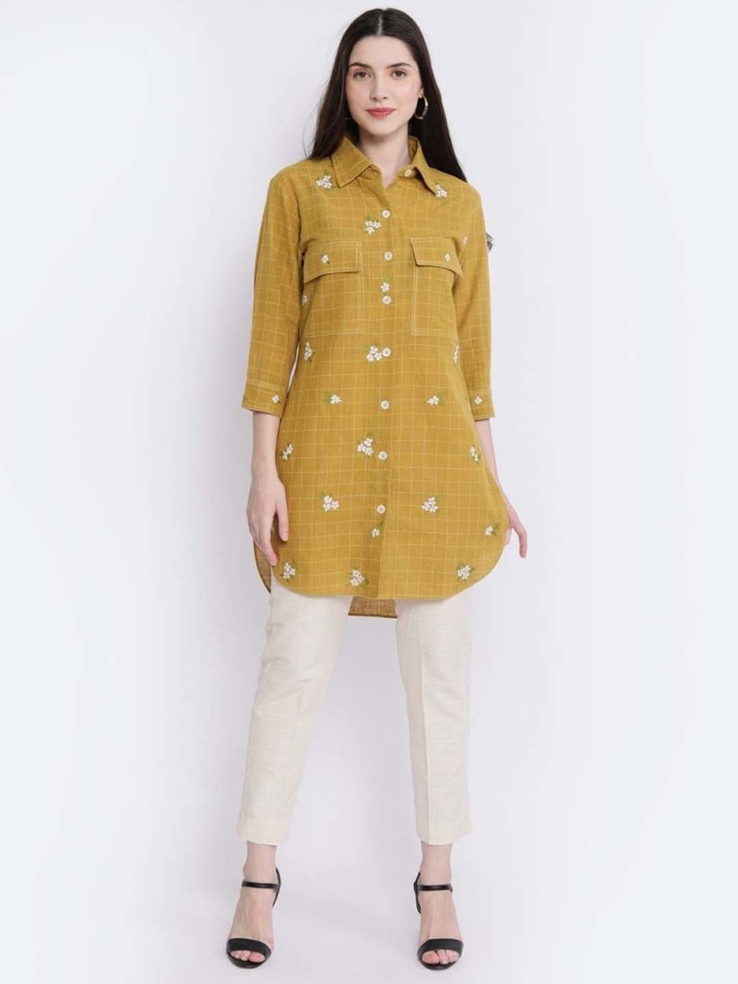 Mushio Mustard Haafiza Handwoven Cotton Shirt