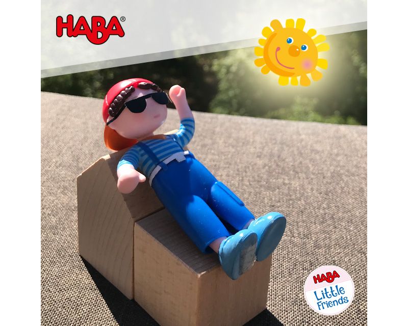 HABA Little Friends Matze - 4" Boy Dollhouse Toy Figure with Blue Overalls and Red Cap