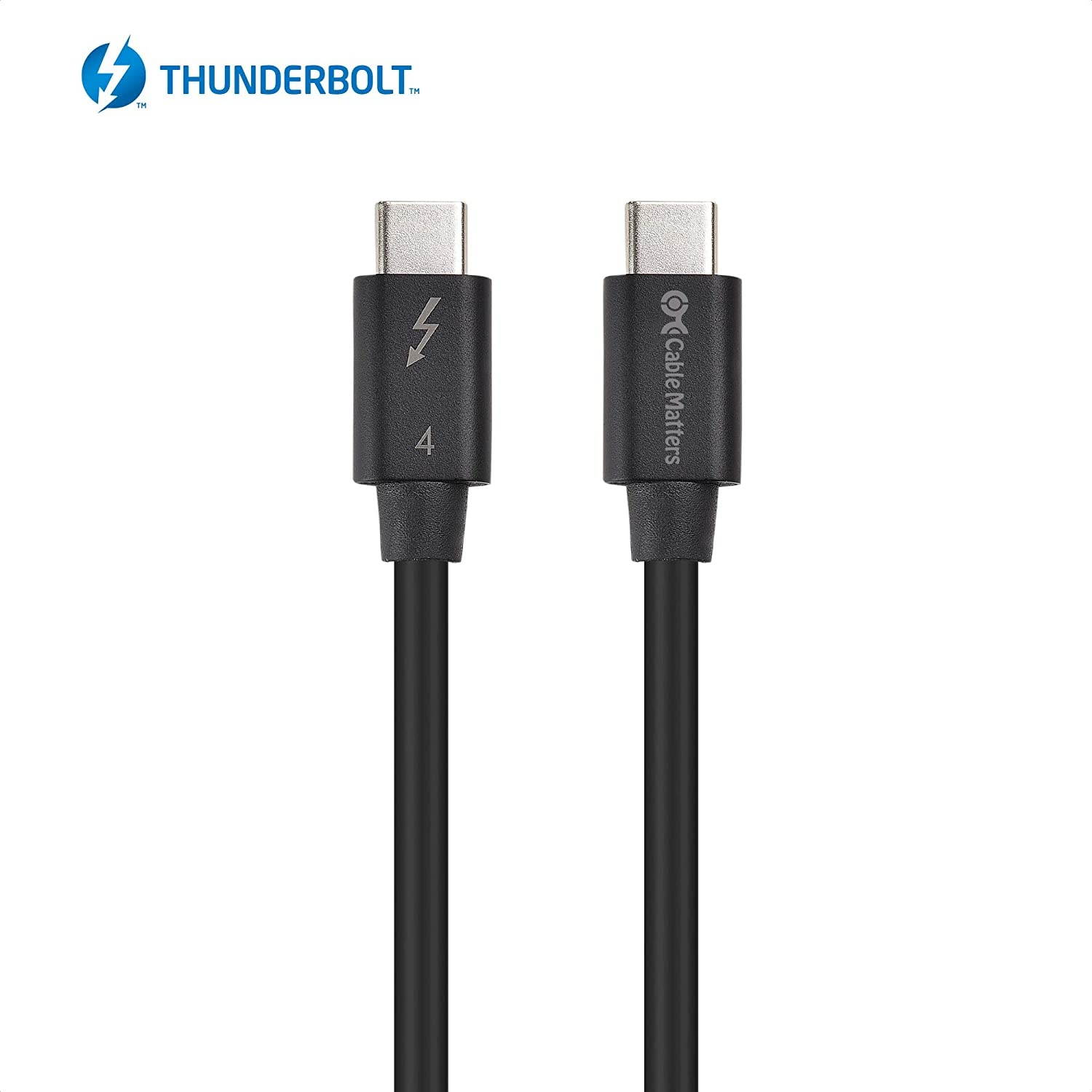 [Intel Thunderbolt Certified] Cable Matters 40Gbps USB4 Thunderbolt 4 Cable with 8K Video and 100W Charging in 2.6 ft - Backwards Compatible with Thunderbolt 3 and USB-C