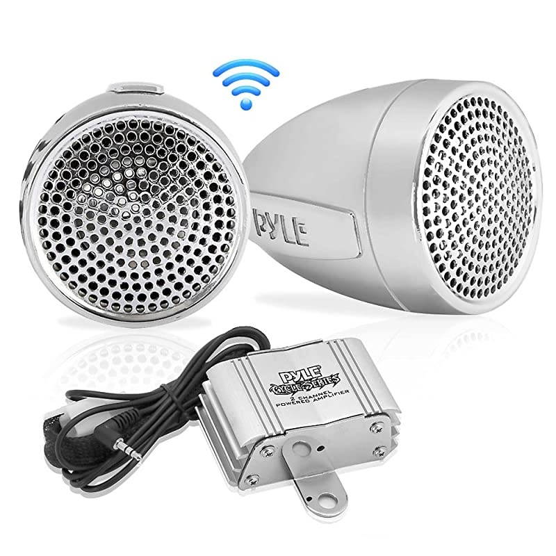 300 Watt Weatherproof Motorcycle Speaker and Amplifier System w/ Two 2.25 Inch Waterproof Speakers, AUX IN- Handlebar Mount ATV Mini Stereo Audio Receiver Kit Set - Also for Marine Boat - PLMCA60