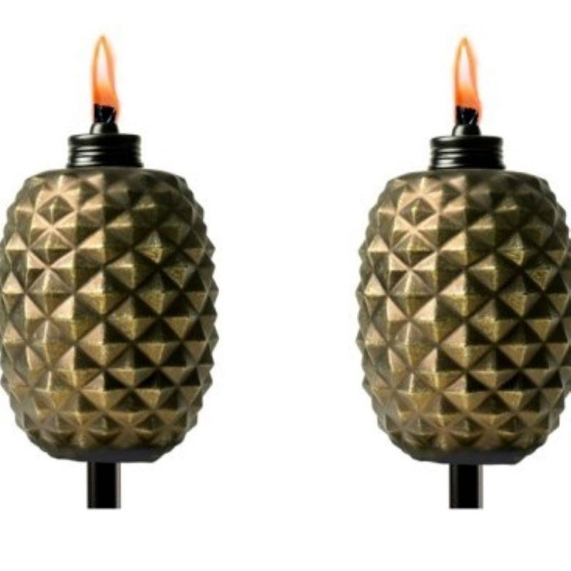 65'' 2pk Convertible Outdoor Glass Torch - Pineapple Copper - TIKI