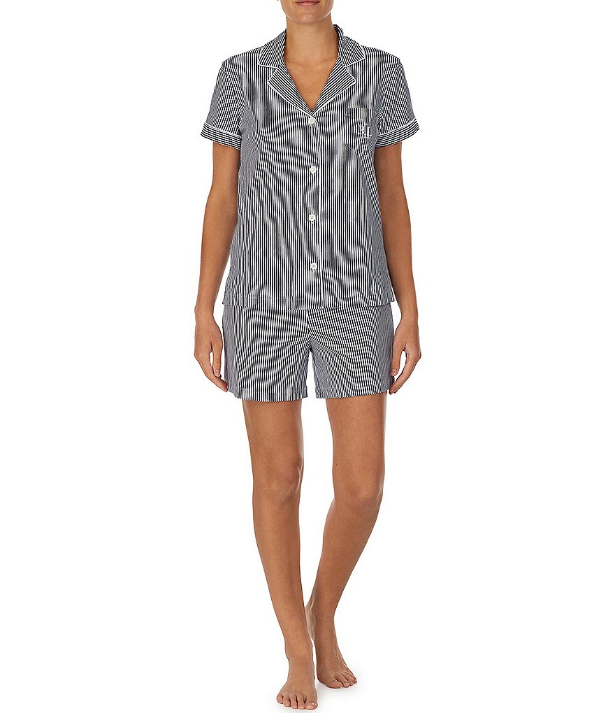 Lauren Ralph Lauren Striped Printed Knit Top & Shorts Coordinating Pajama Set