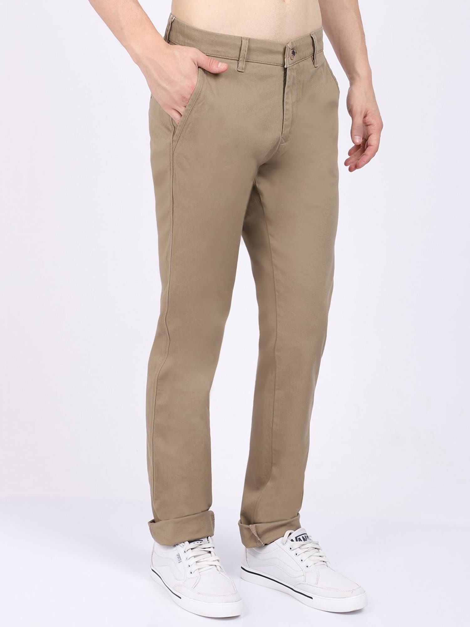 Cantabil Khaki Cotton Regular Fit Chinos