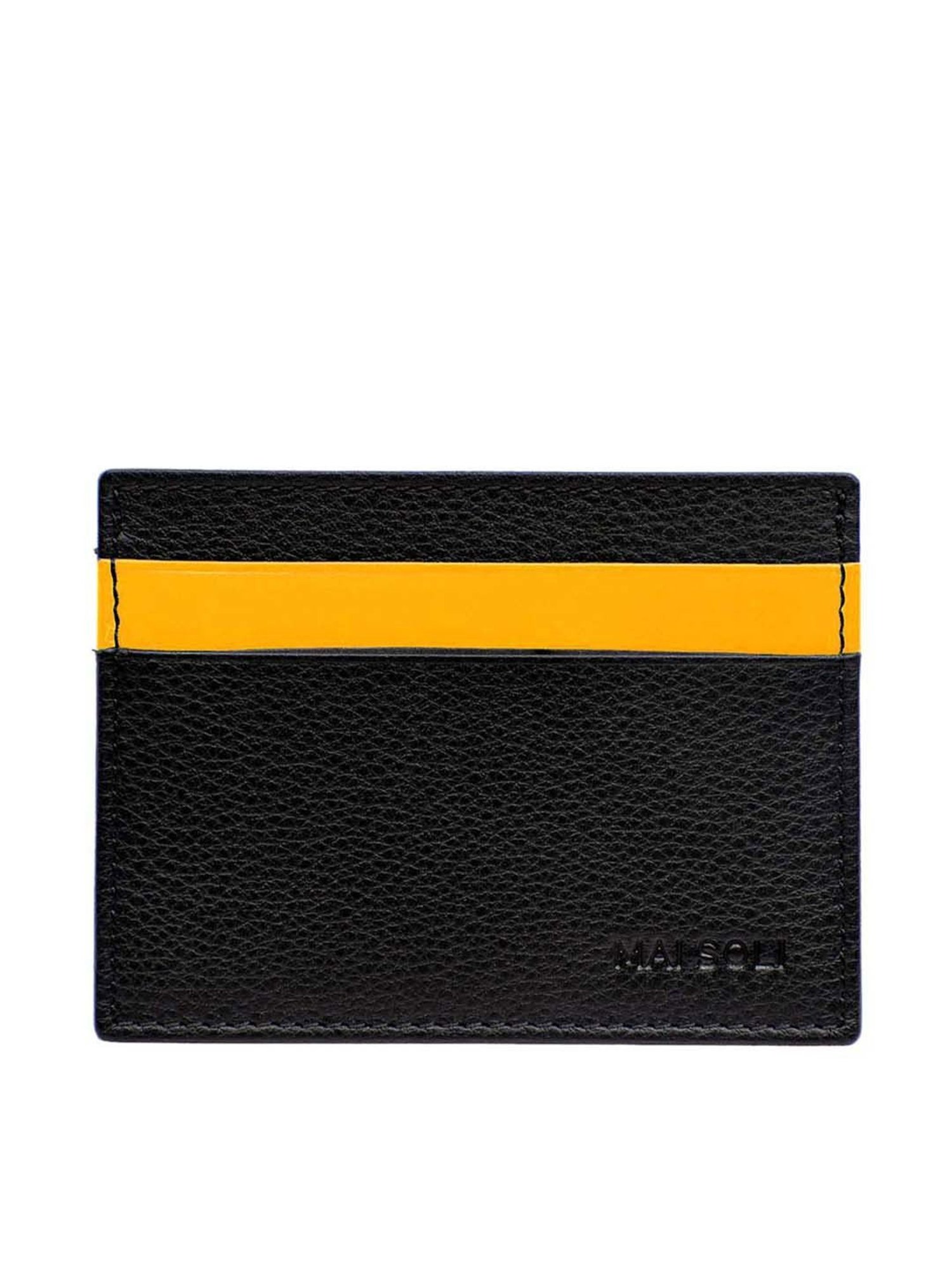 Mai Soli Black & Yellow Leather Bi-Fold Wallet & Card Holder Gift Set