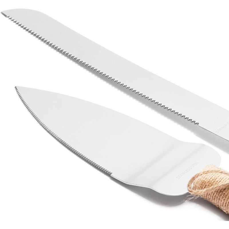 Sparkle and Bash 2 Pieces Rustic Wedding Cake Knife and Server Set (2 Sizes)