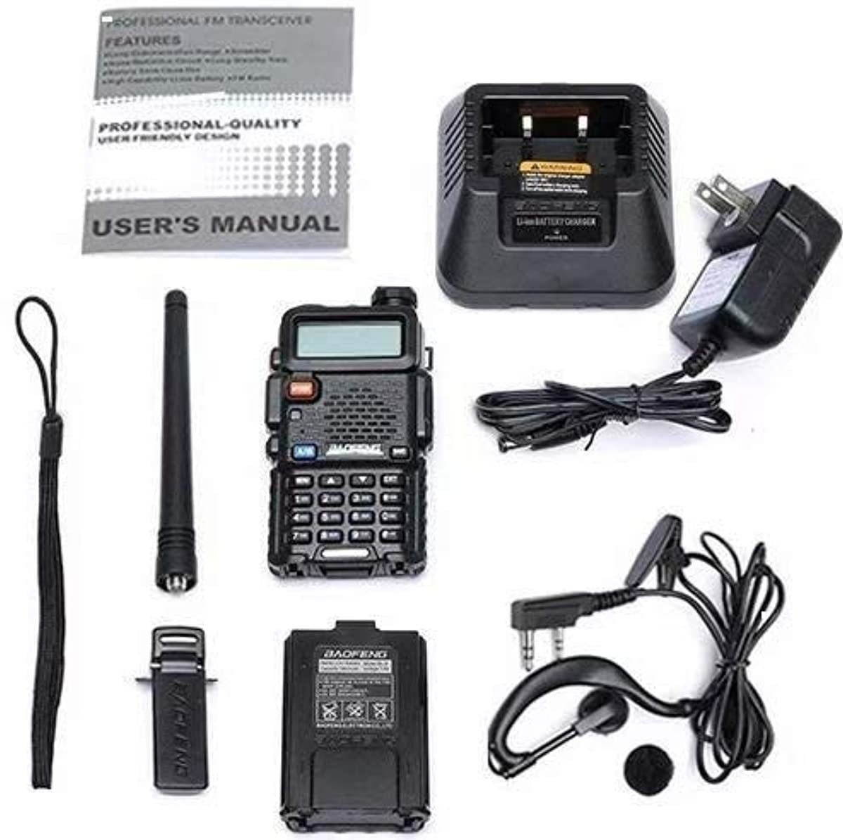 BAOFENG UV-5R Two Way Radio Dual Band, Tri-Power Portable Walkie Talkie with Earpiece