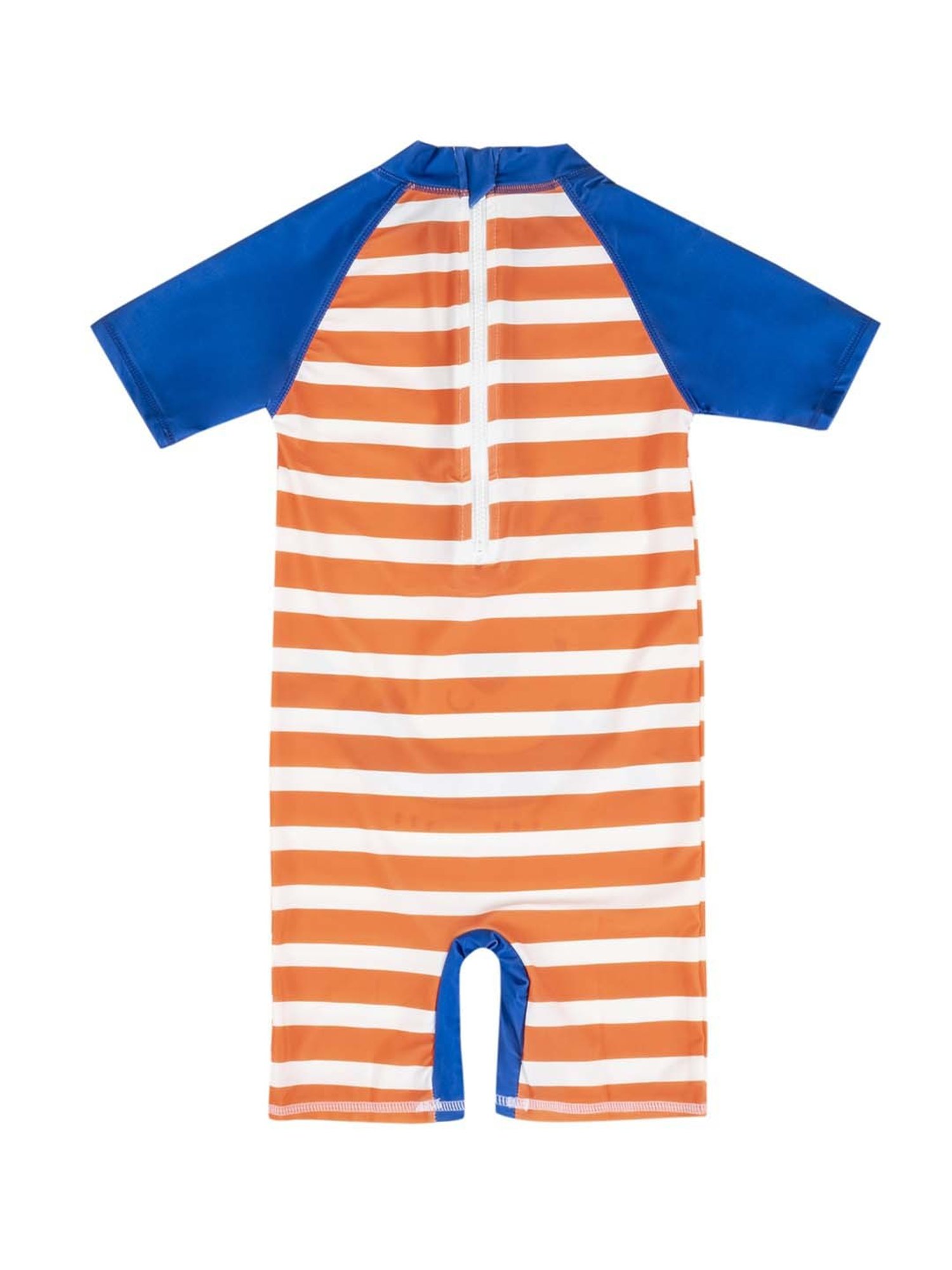 Baby Moo Kids Orange & Blue Printed Swimming Costume
