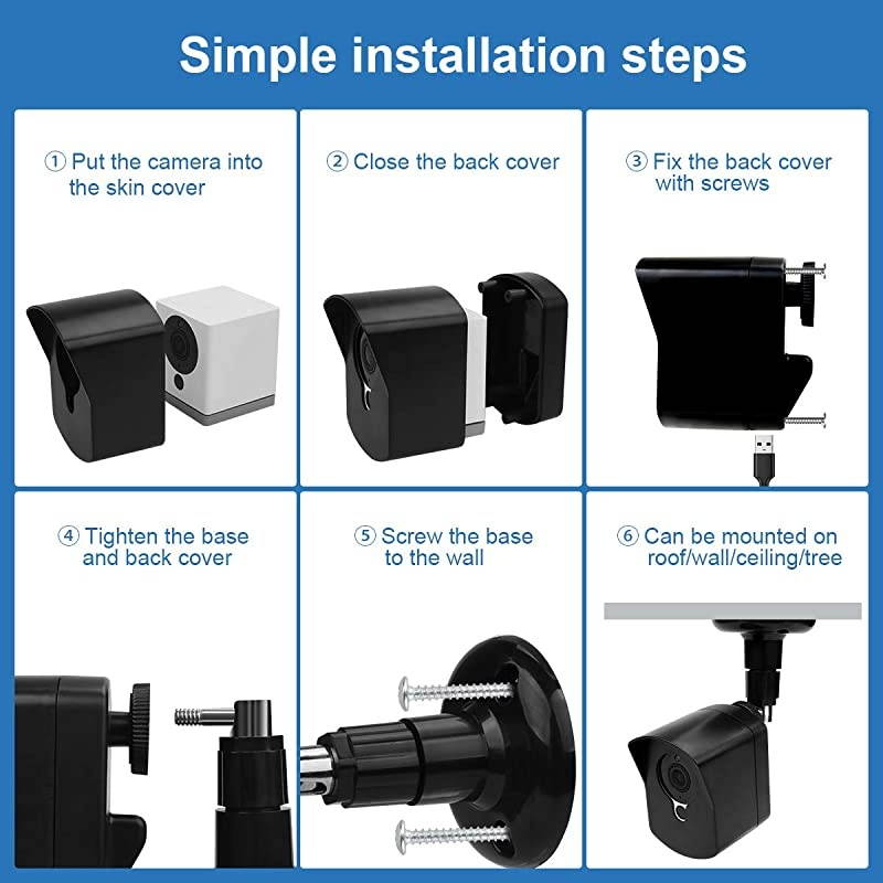 Cam Wall Mount BracketFull Protective Weather Proof 360 Degree Adjustable Outdoor Indoor Mount and Cover Case for Cam 1080p HD Camera Black 3 Pack