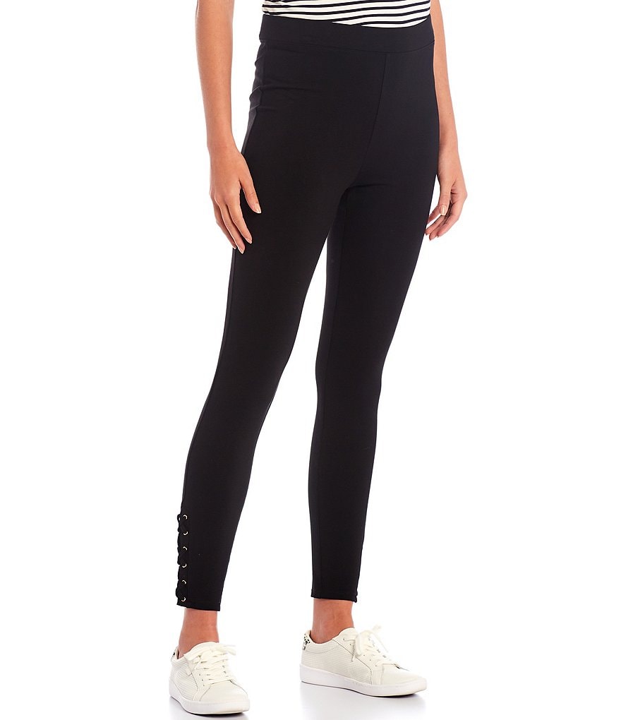Calvin Klein Knit Pull-On Lacing Hem Detail Leggings