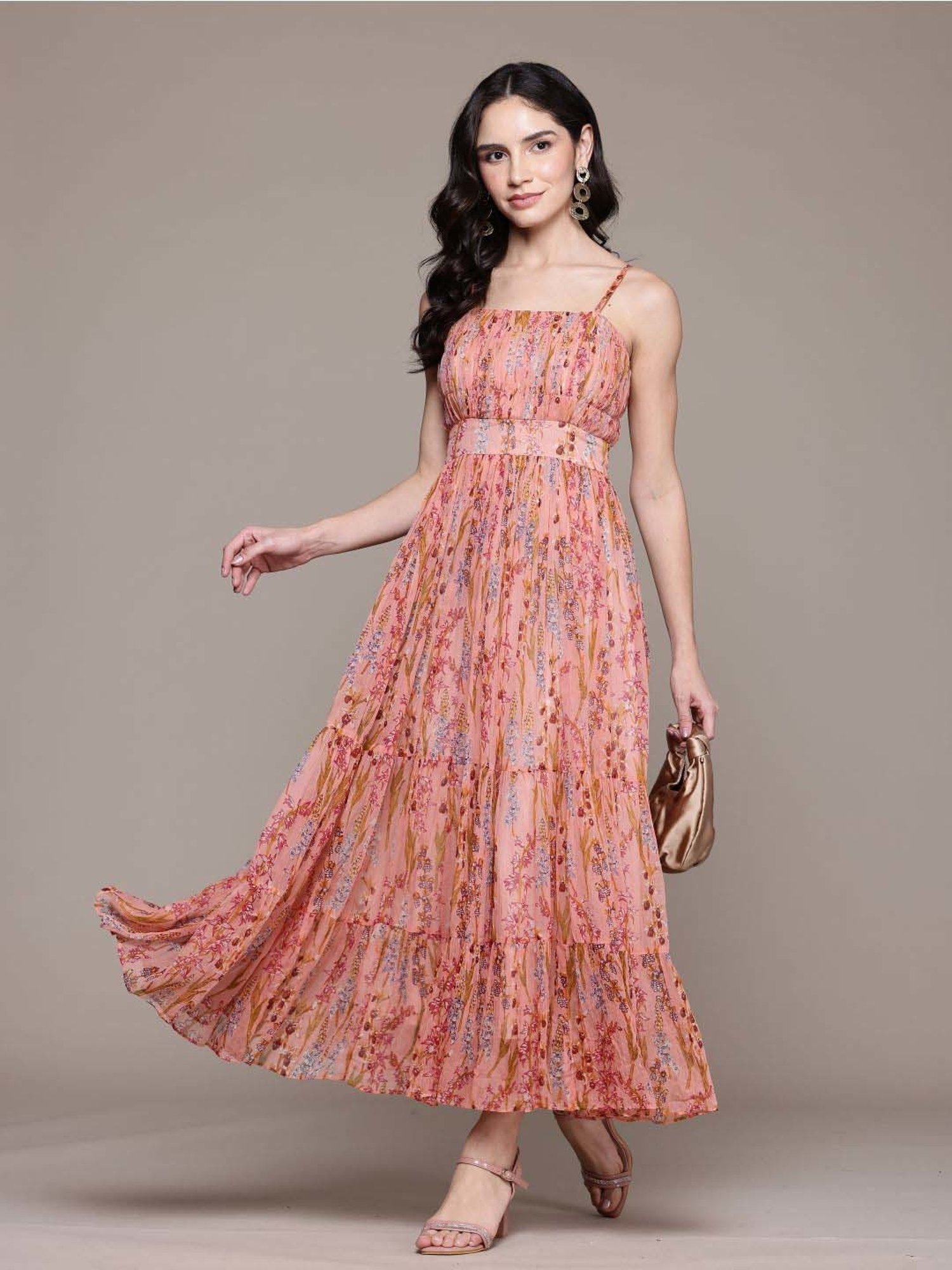Label Ritu Kumar Pink Printed Maxi Dress