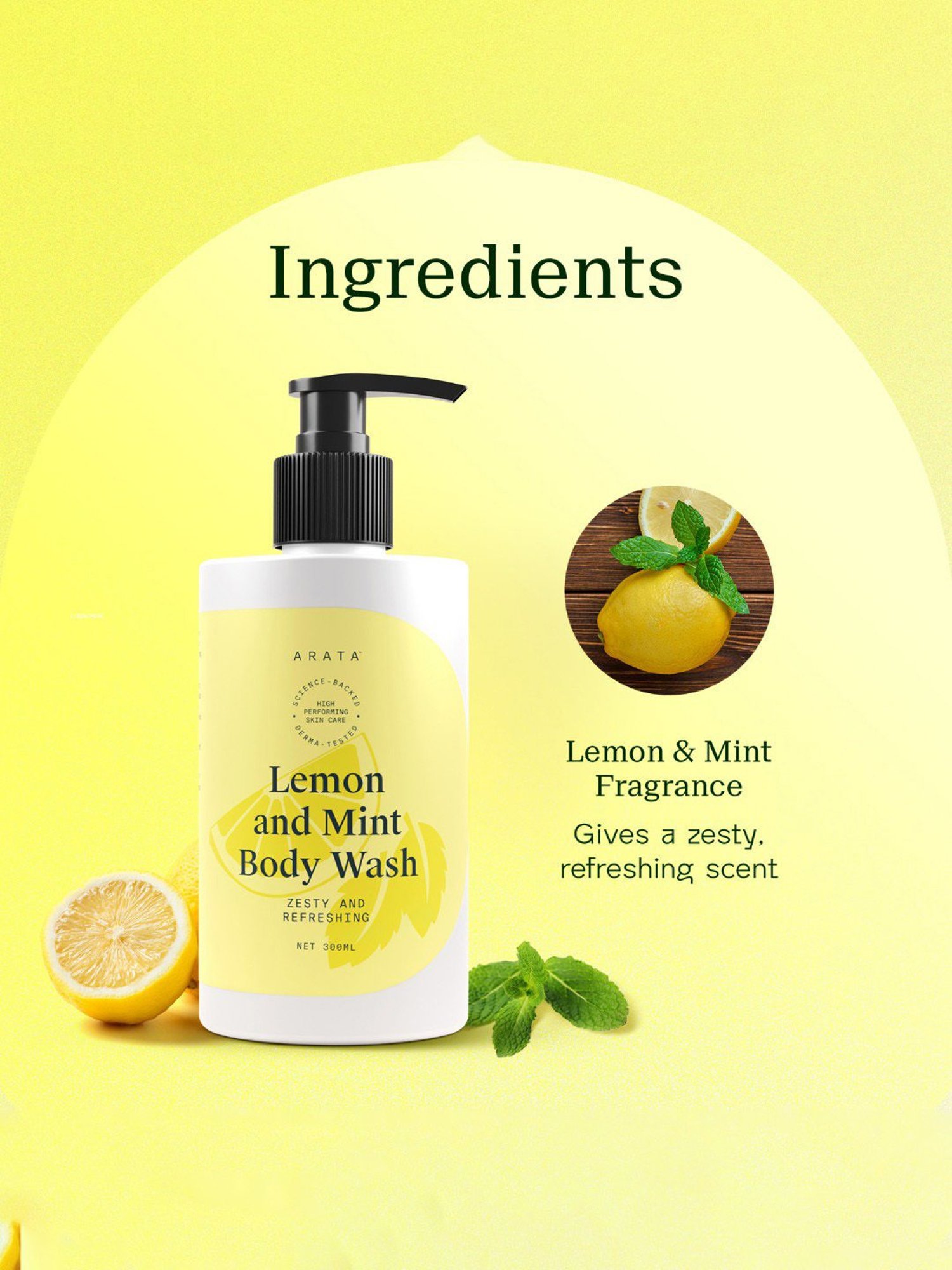 Arata Lemon & Mint Refreshing Body Wash - 300 ml