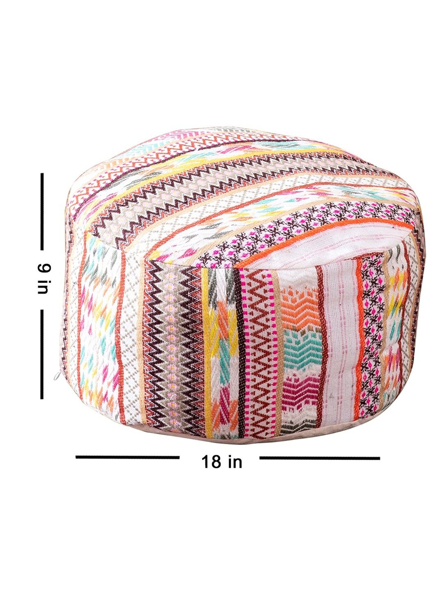 Nestroots Printed Multicolor Cotton Foot Stool Floor Cushions with Filler