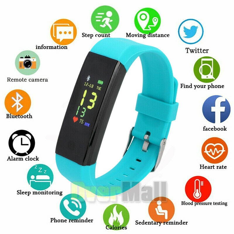 Sports Fitness Tracker Waterproof Smart Watch Heart Rate Blood Pressure Monitor