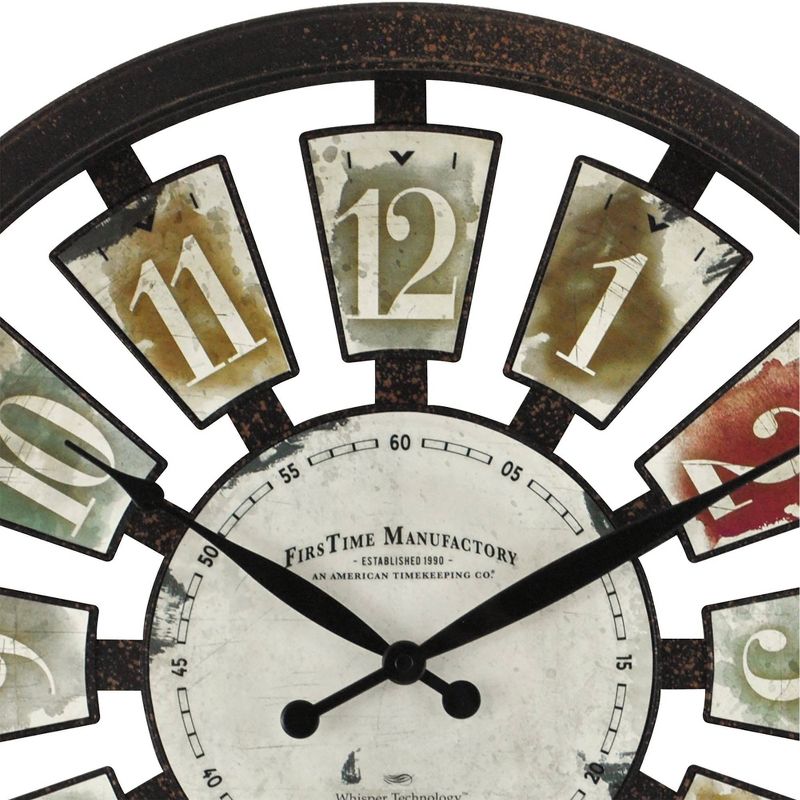 20" Metal Cut Out Roman Numeral Wall Clock Black - Patton Wall Decor