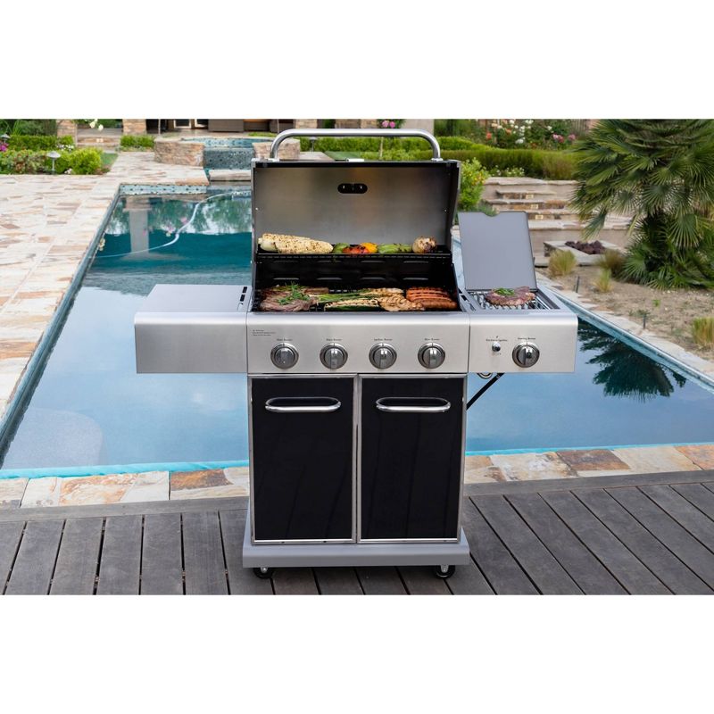 Kenmore 4-Burner Gas BBQ Propane Grill with Side Burner PG-40409S0LB Black