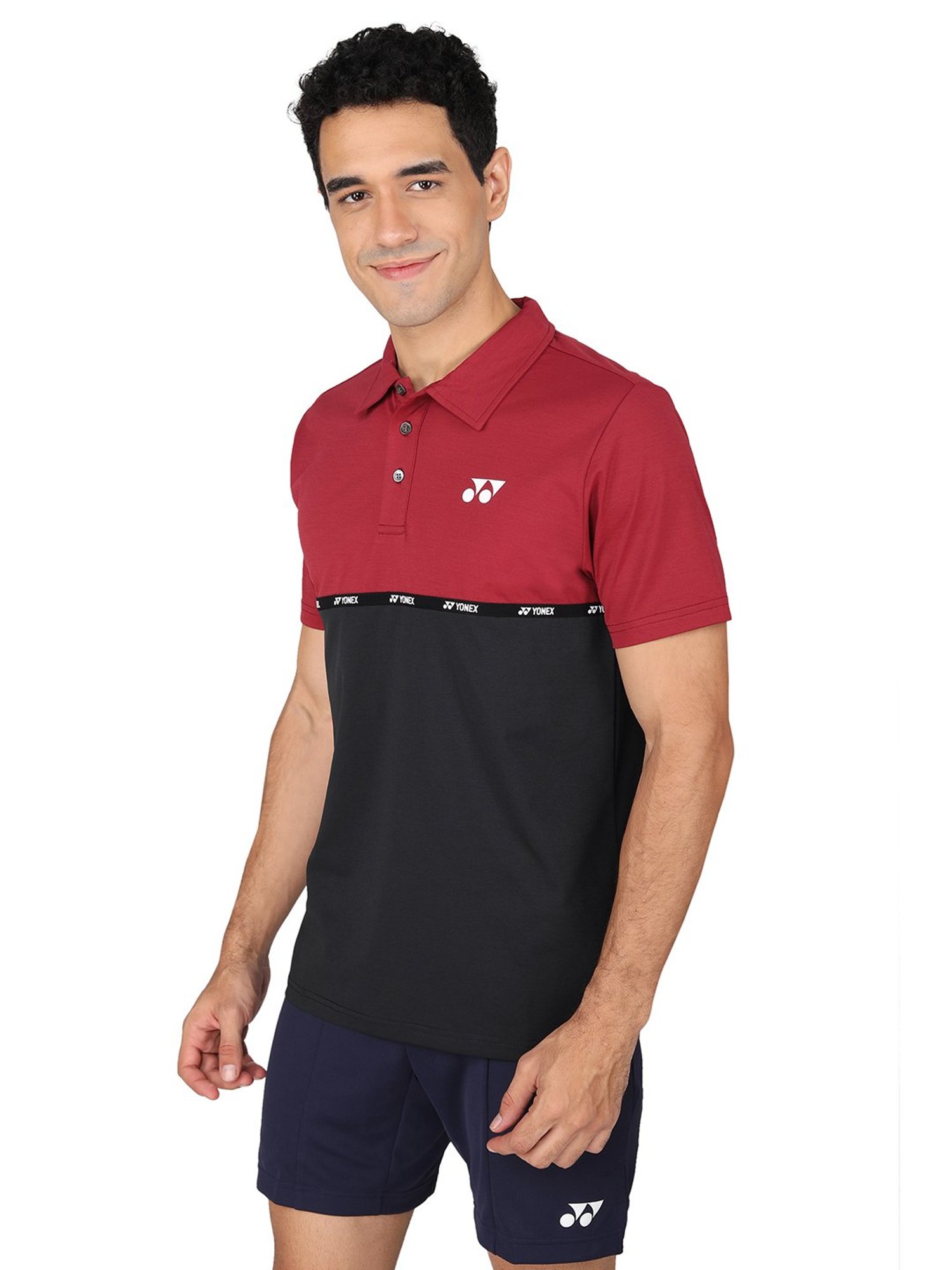 Yonex Red & Black Regular Fit Badminton Polo T-Shirt
