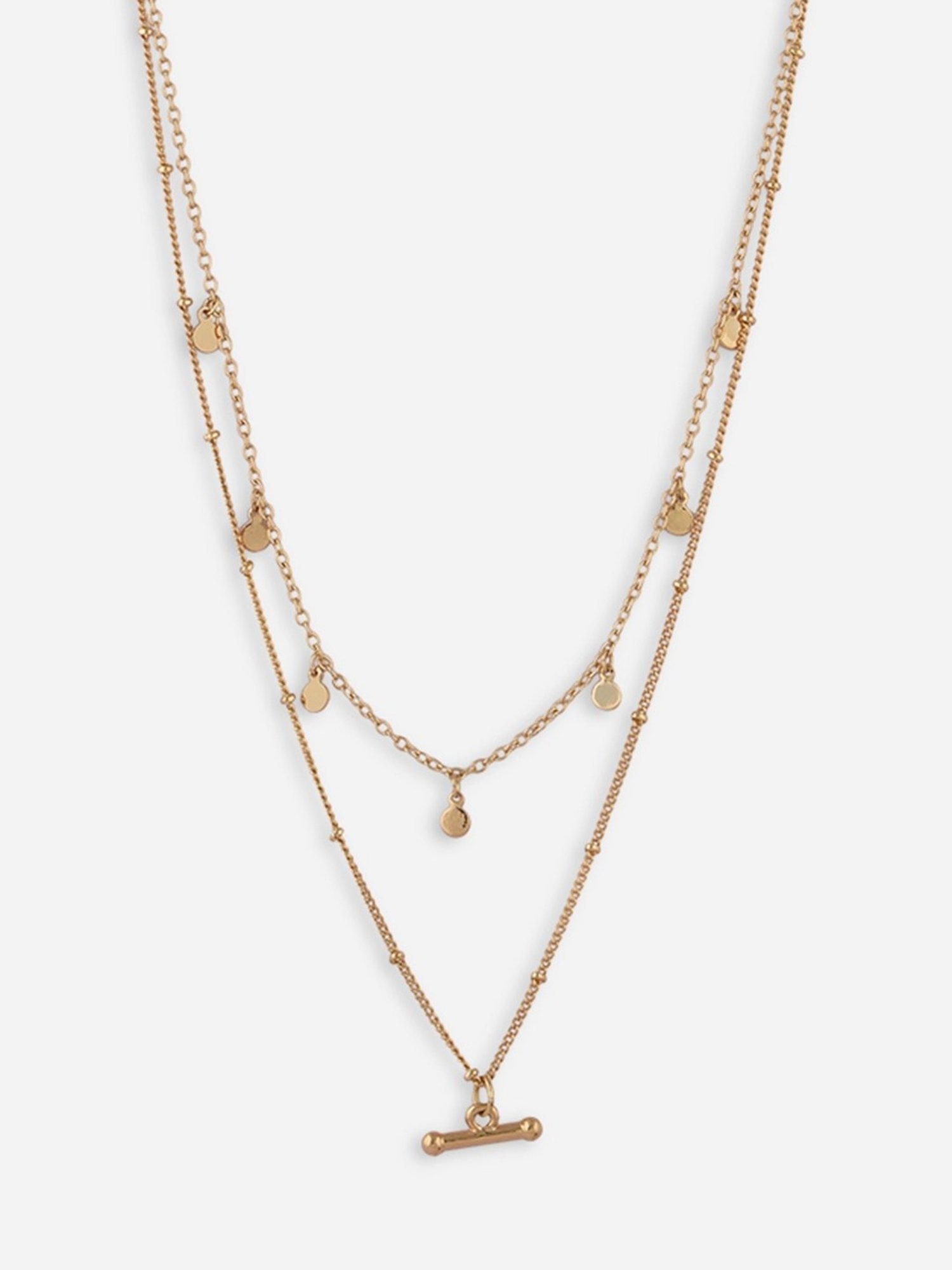 ToniQ Casual Double Layered Golden Necklace for Women