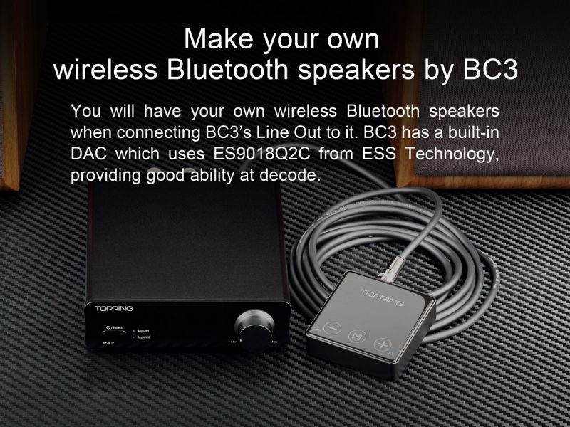 Topping BC3 ES9018Q2C Hi-Res Audio Wireless Bluetooth LDAC Receiver with Headphone/Opt/Line Output