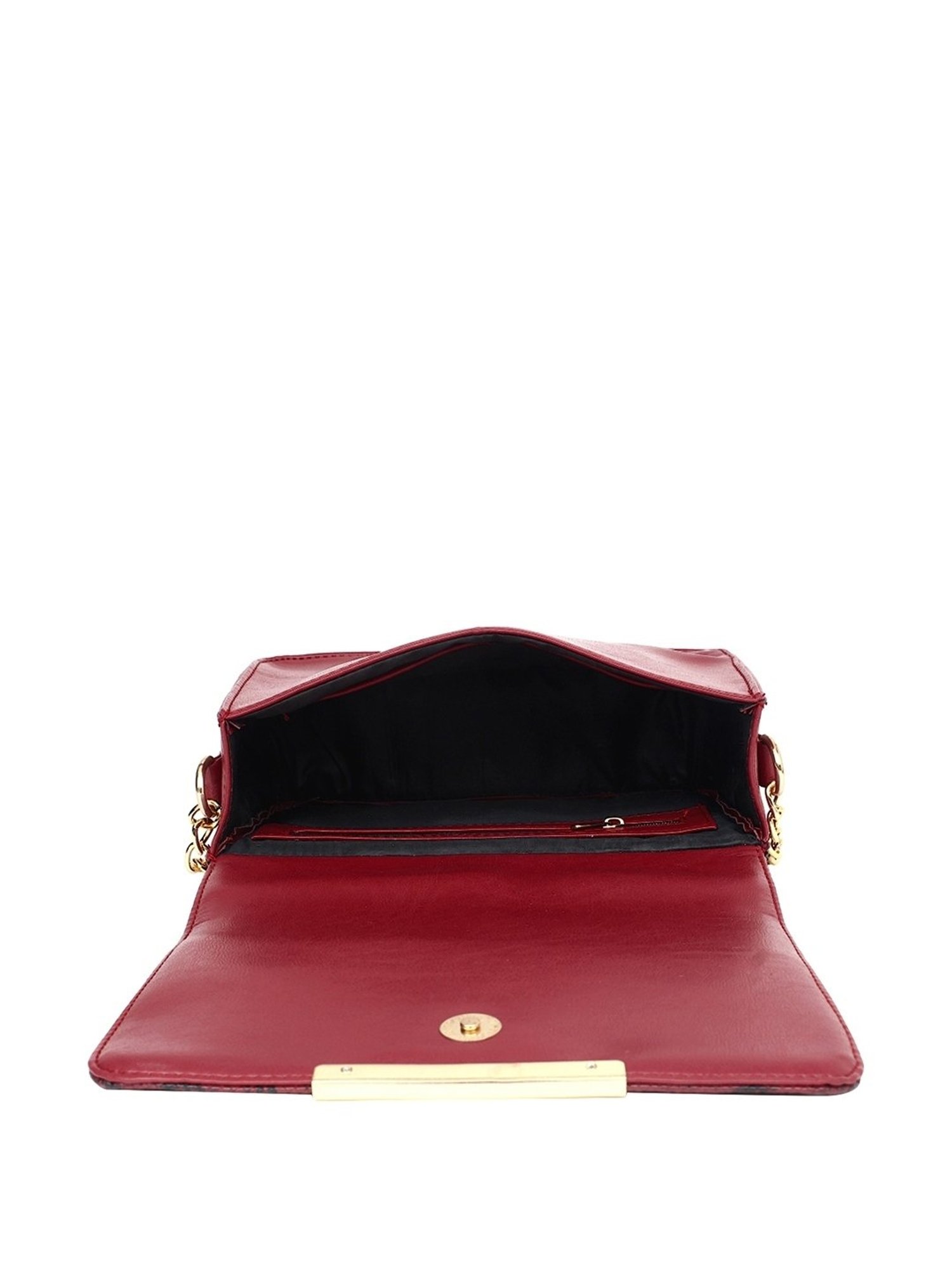 Yelloe Maroon Printed Medium Sling Handbag