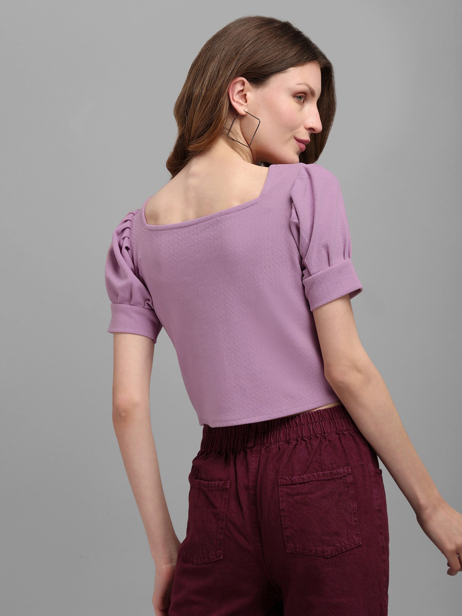 PURVAJA Purple Regular Fit Crop Top